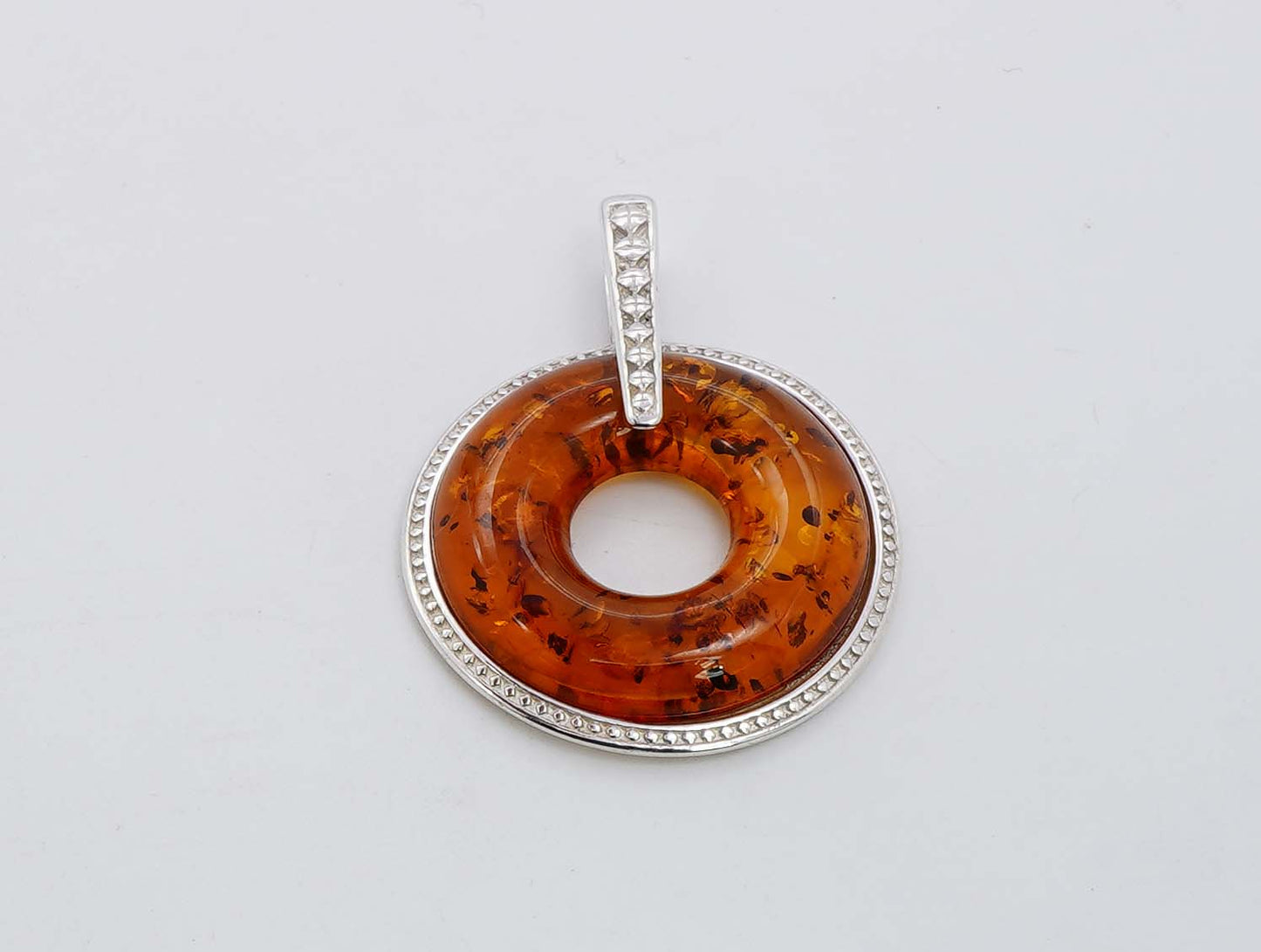 925 Solid Sterling Silver Natural Baltic Amber Pendant - 6 Grams