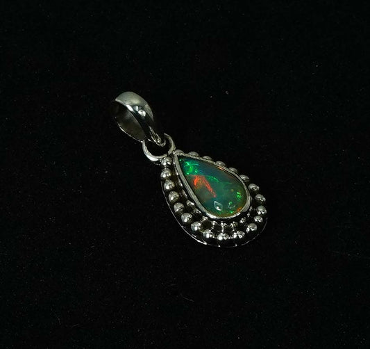 925 Solid Sterling Silver Natural Ethiopian Opal Pendant - 3 Grams