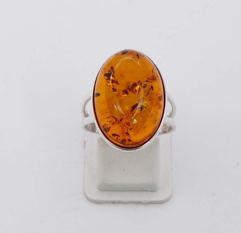 925 Solid Sterling Silver Natural Baltic Amber Ring - 4.2  Grams