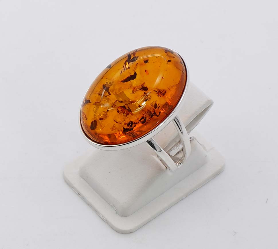 925 Solid Sterling Silver Natural Baltic Amber Ring - 4.2  Grams