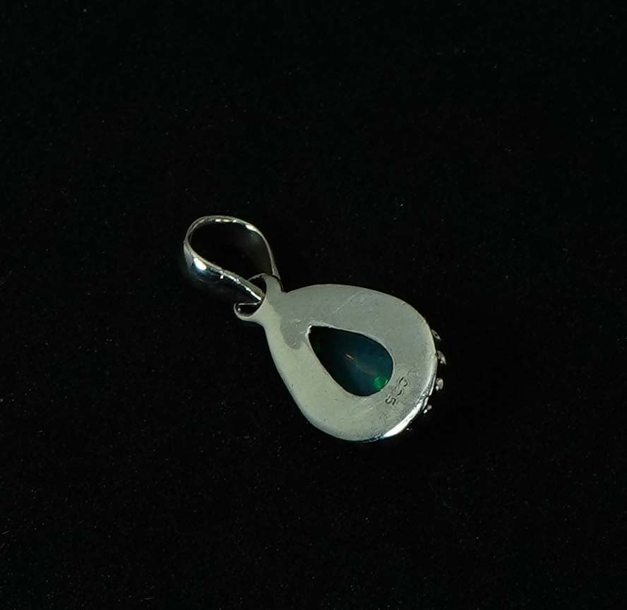 925 Solid Sterling Silver Natural Ethiopian Opal Pendant - 3 Grams