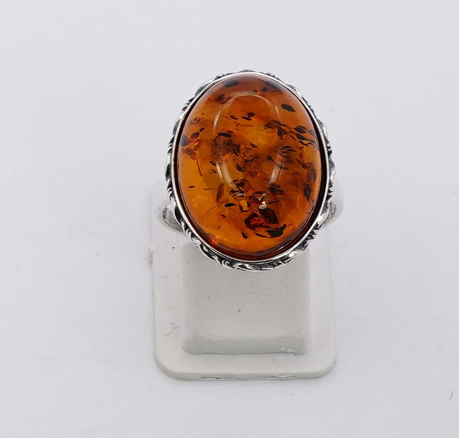 925 Solid Sterling Silver Natural Baltic Amber Ring - 4 Grams