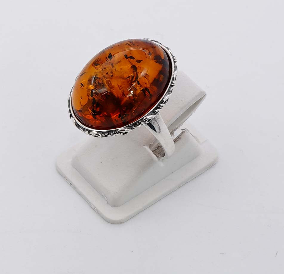 925 Solid Sterling Silver Natural Baltic Amber Ring - 4 Grams