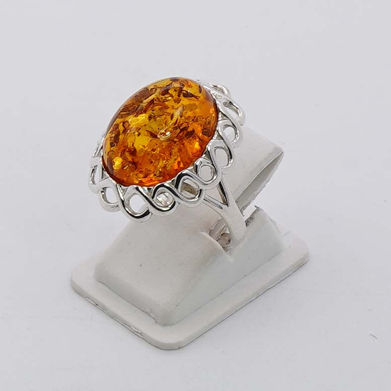 925 Solid Sterling Silver Natural Baltic Amber Ring - 4.2 Grams