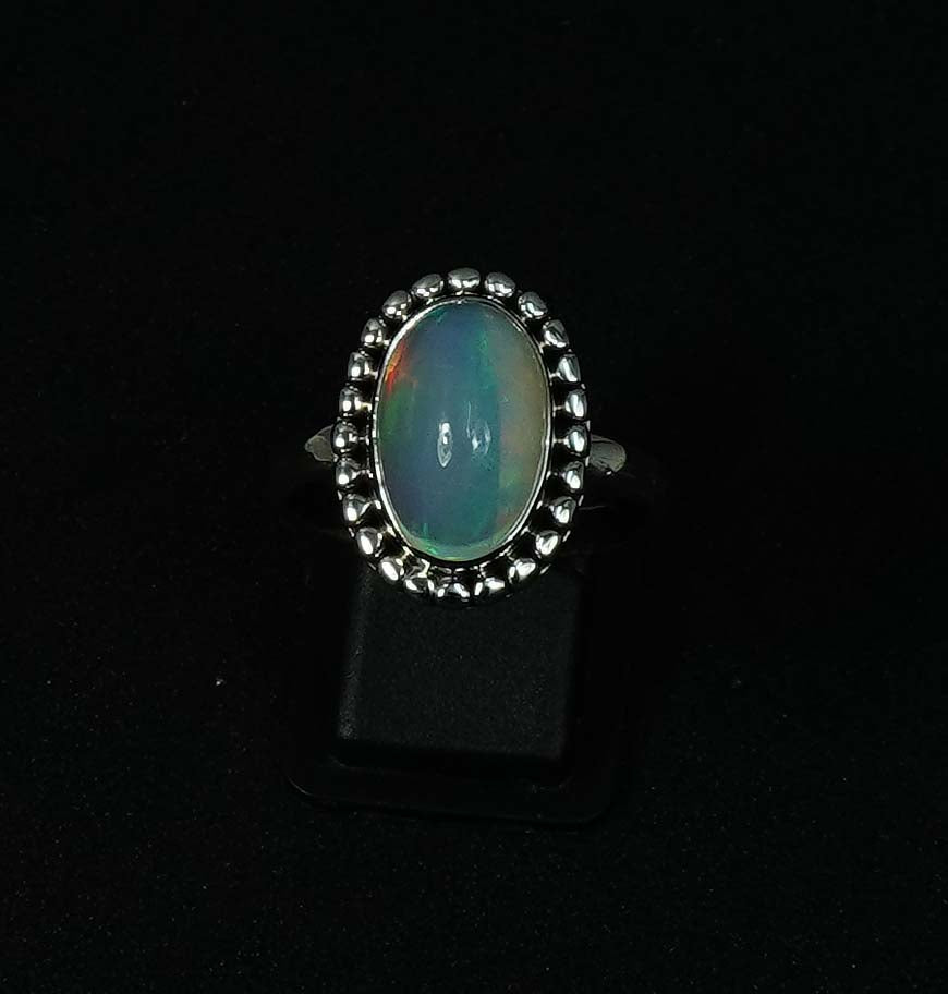 925 Solid Sterling Silver Natural Ethiopian Opal Ring - 5.4 Grams