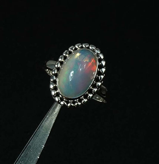 925 Solid Sterling Silver Natural Ethiopian Opal Ring - 5.4 Grams