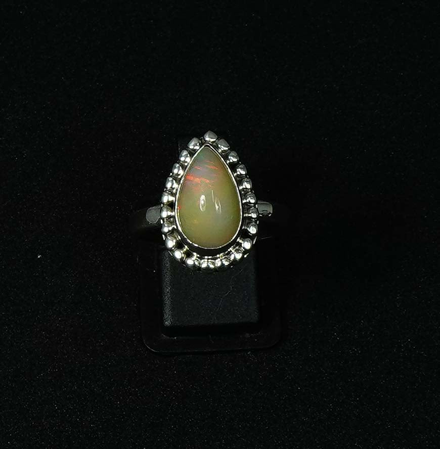 925 Solid Sterling Silver Natural Ethiopian Opal Ring - 5.7 Grams