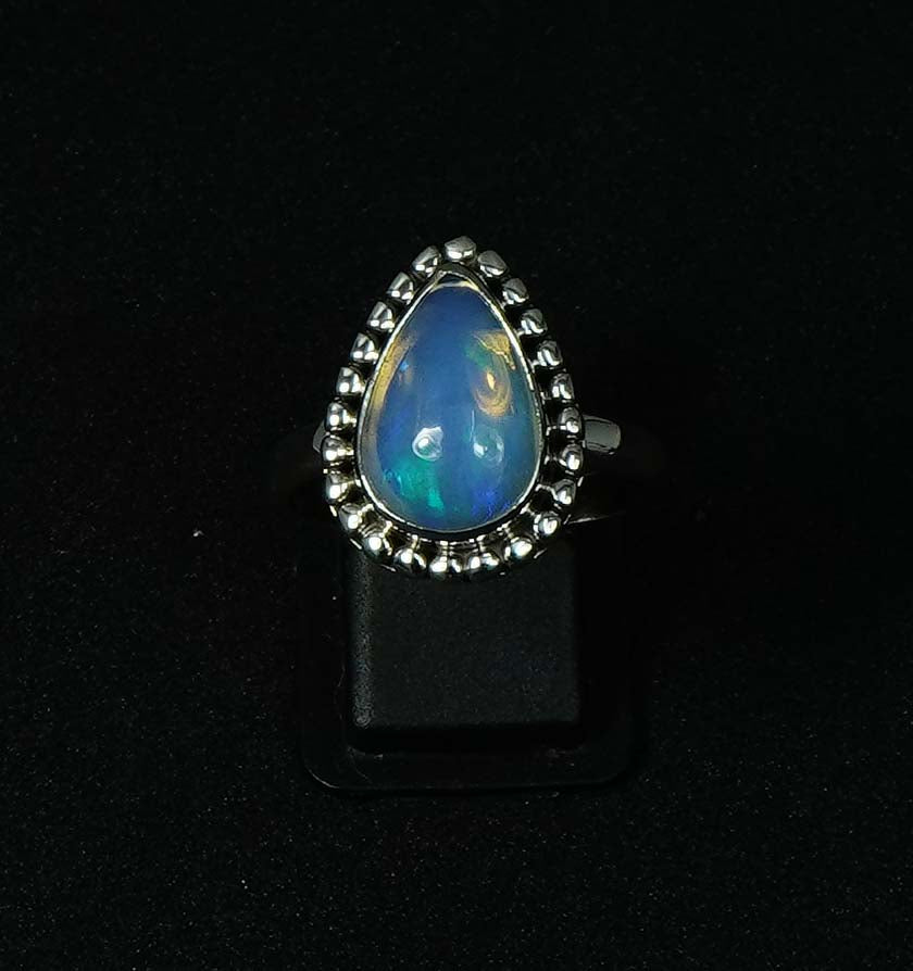 925 Solid Sterling Silver Natural Ethiopian Opal Ring - 6 Grams