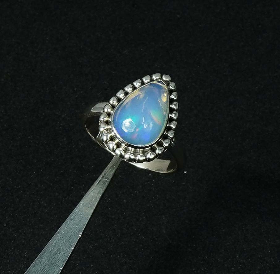 925 Solid Sterling Silver Natural Ethiopian Opal Ring - 6 Grams