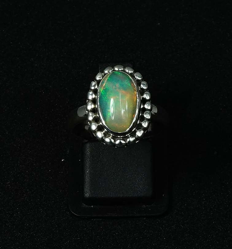 925 Solid Sterling Silver Natural Ethiopian Opal Ring - 6 Grams