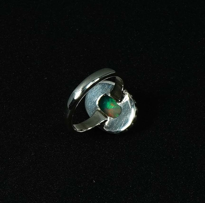 925 Solid Sterling Silver Natural Ethiopian Opal Ring - 6 Grams