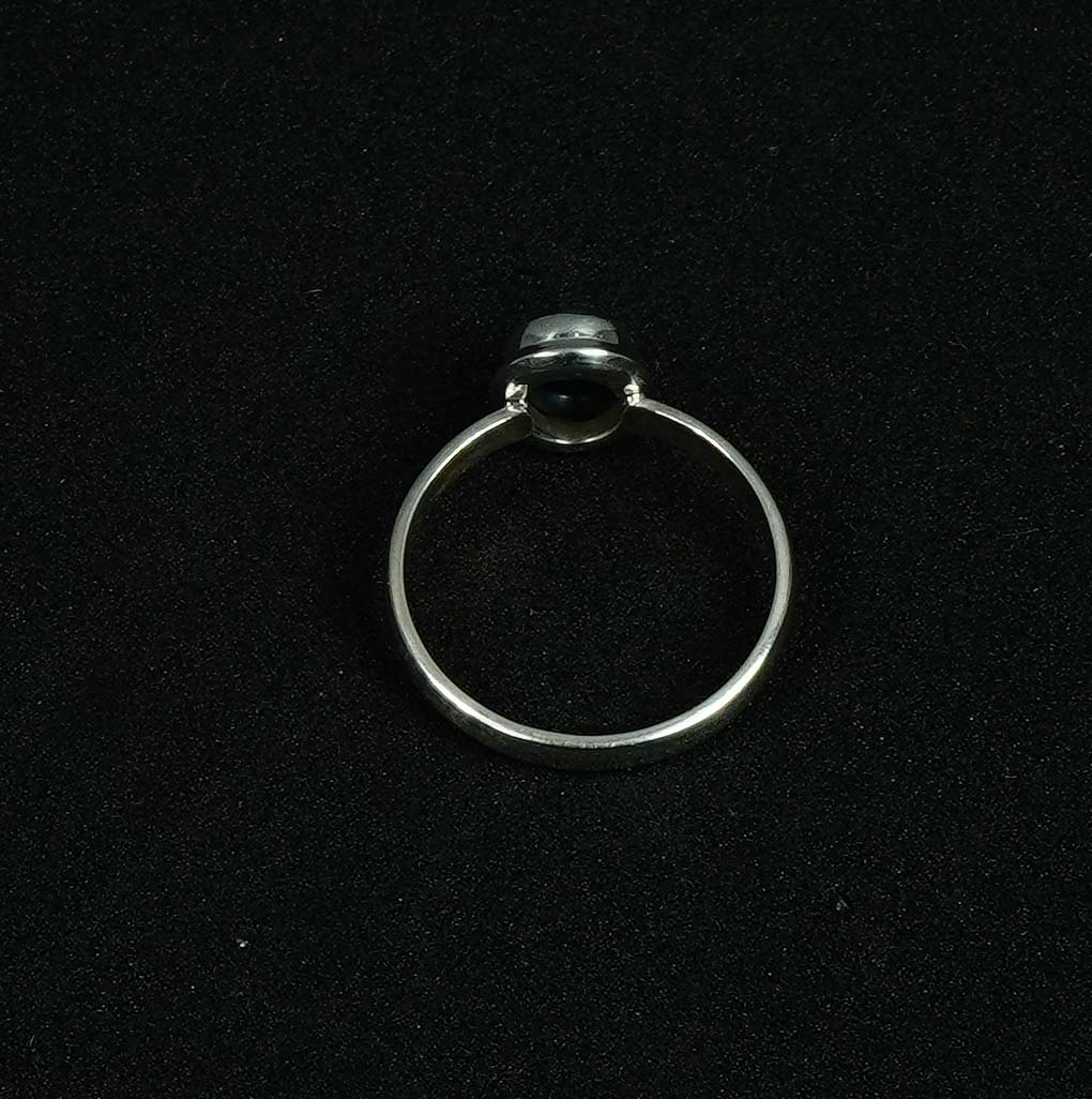 925 Solid Sterling Silver Natural Black Ethiopian Opal Ring - 3.2 Grams