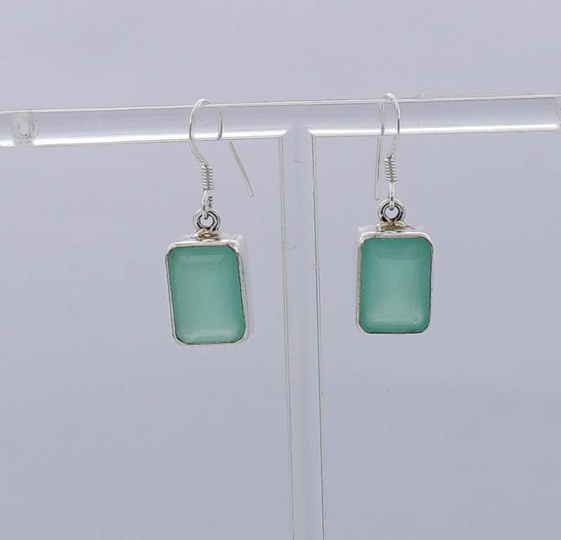 925 Solid Sterling Silver Faceted Rectangle Hook Earring