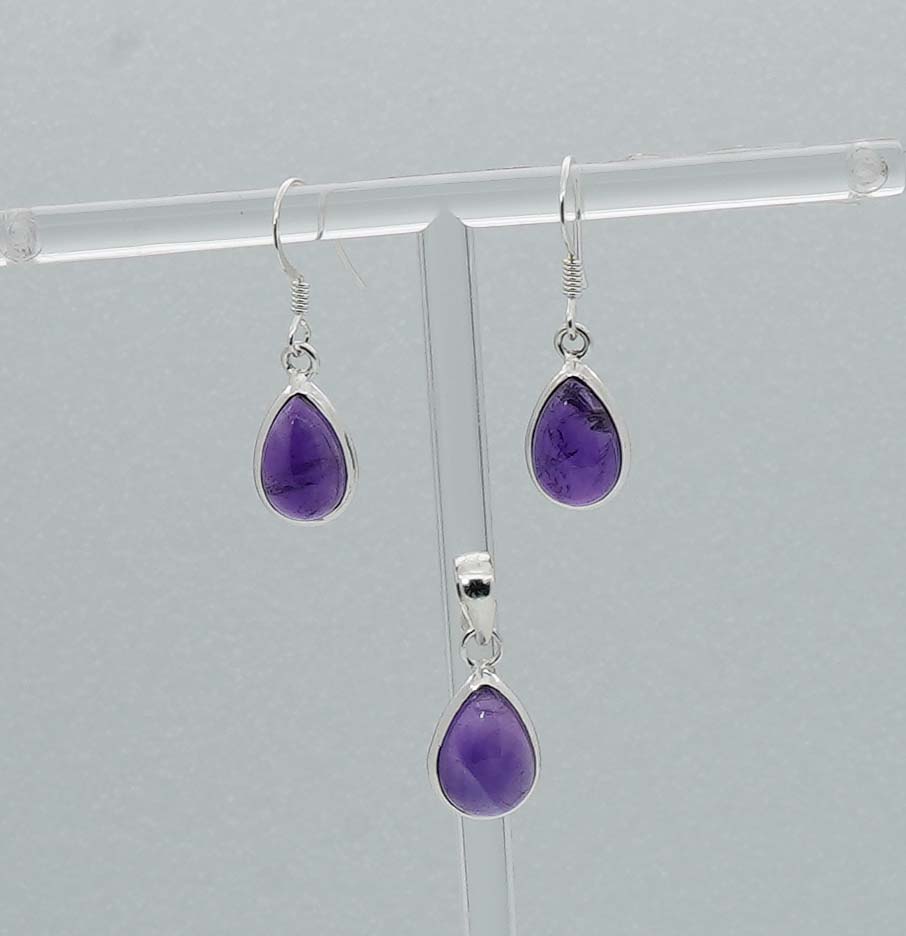 925 Solid Sterling Silver Hook Earring Pendant Set - 5.8 Grams