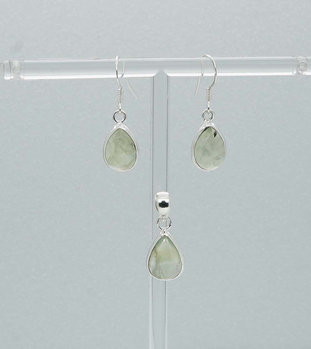 925 Solid Sterling Silver Hook Earring Pendant Set - 5.8 Grams