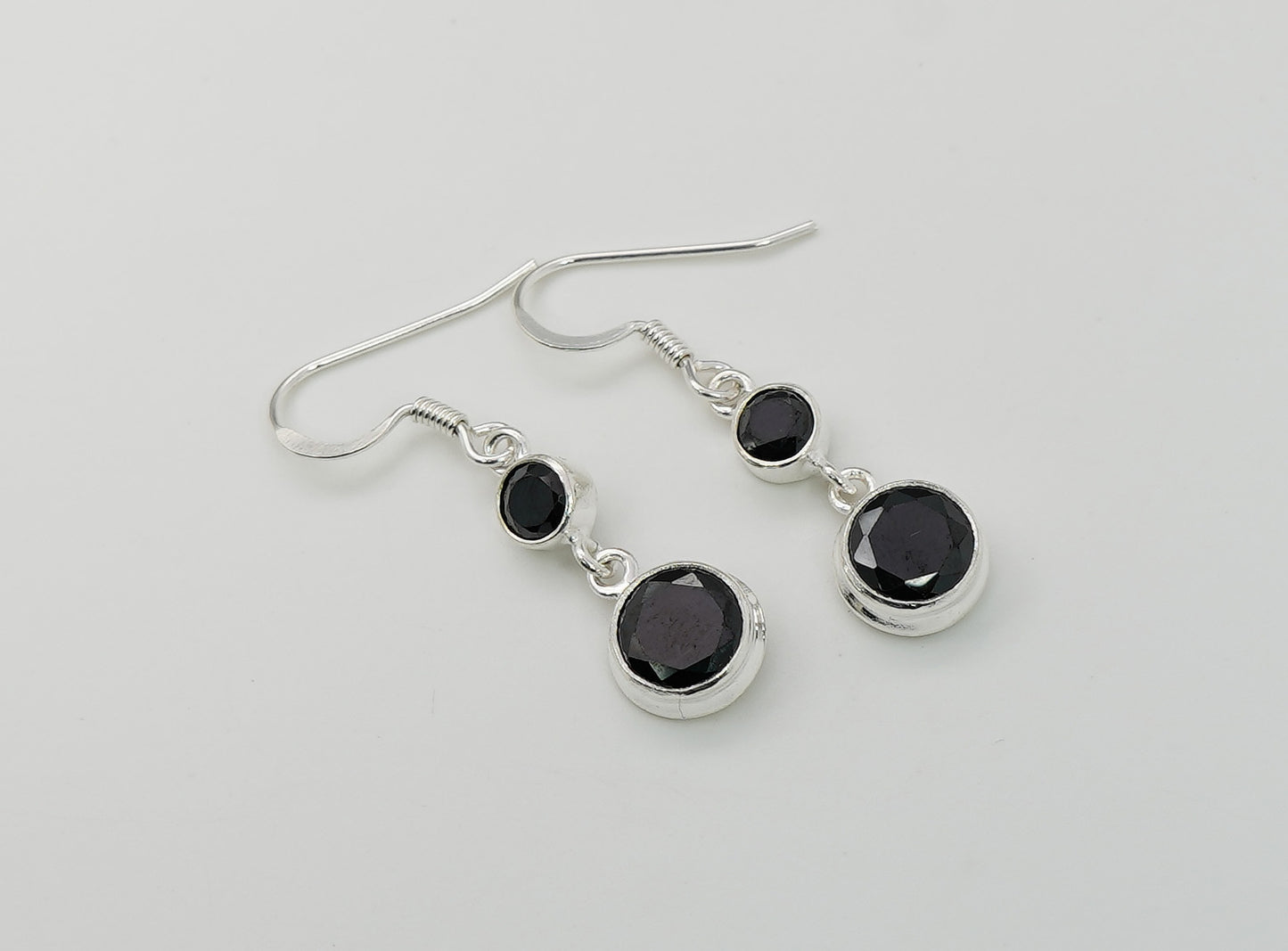 925 Solid Sterling Silver Natural Faceted 2 Gemstone Earring