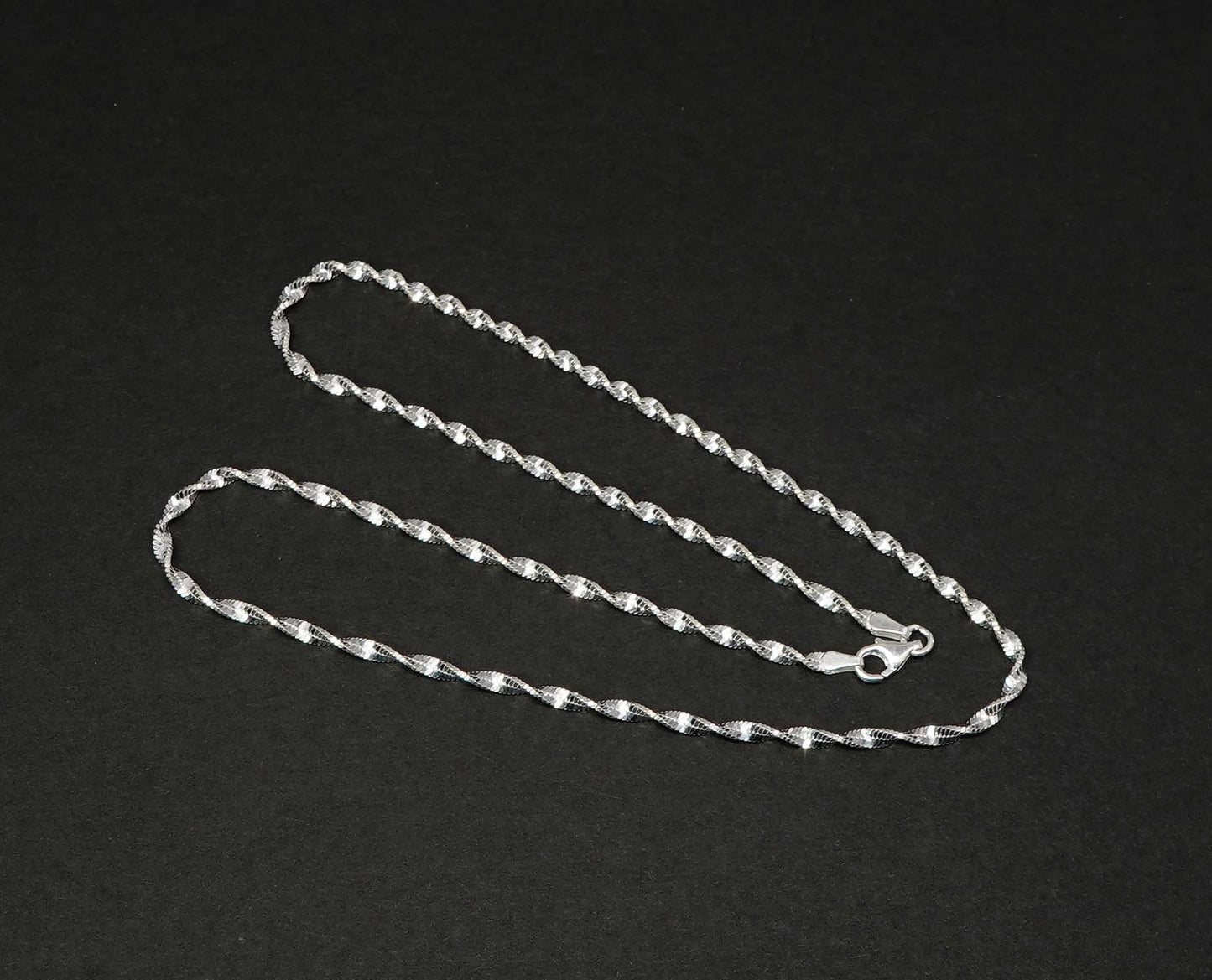 925 Solid Sterling Silver Plain Chain-18 Inch