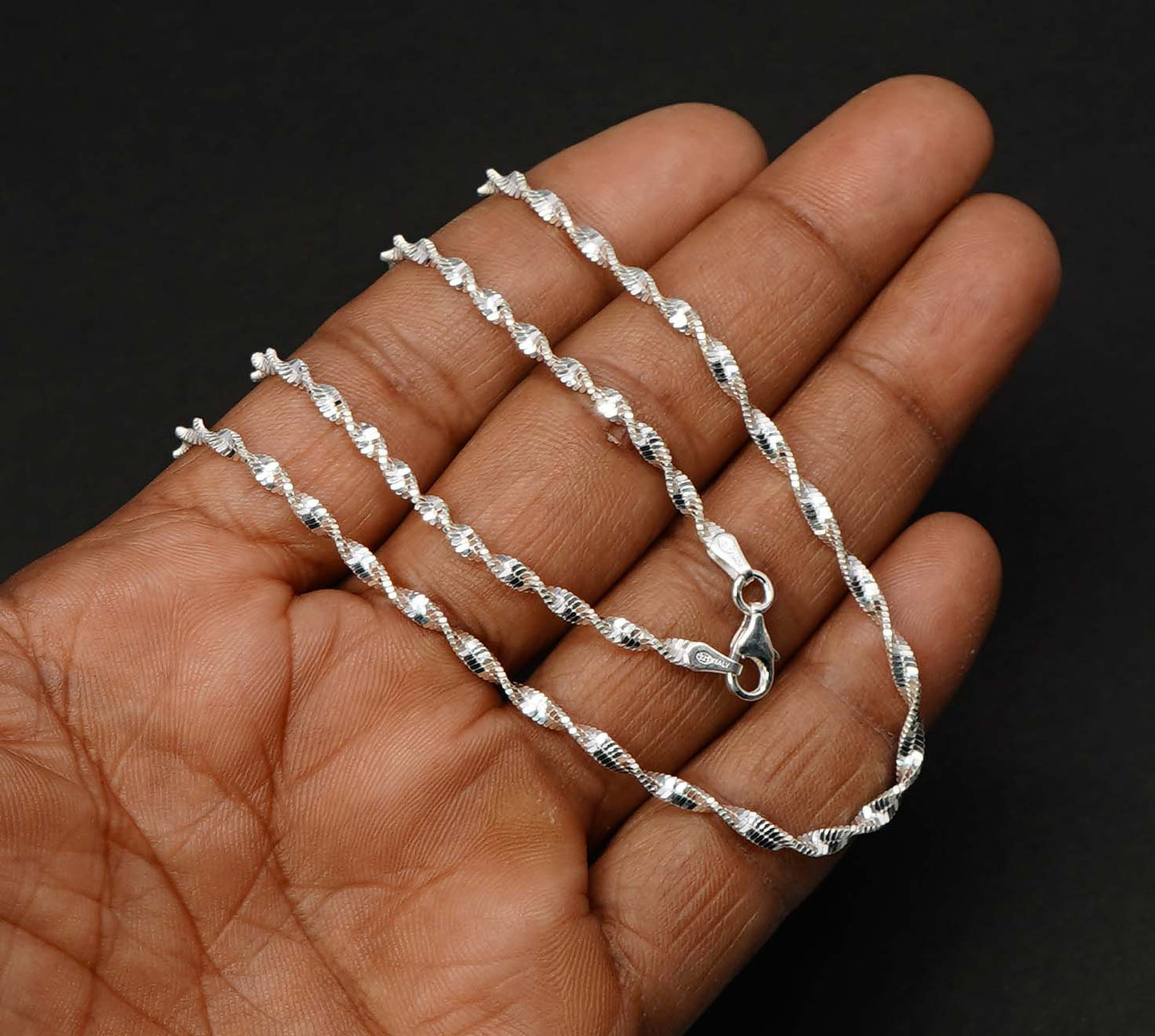 925 Solid Sterling Silver Plain Chain-20 Inch