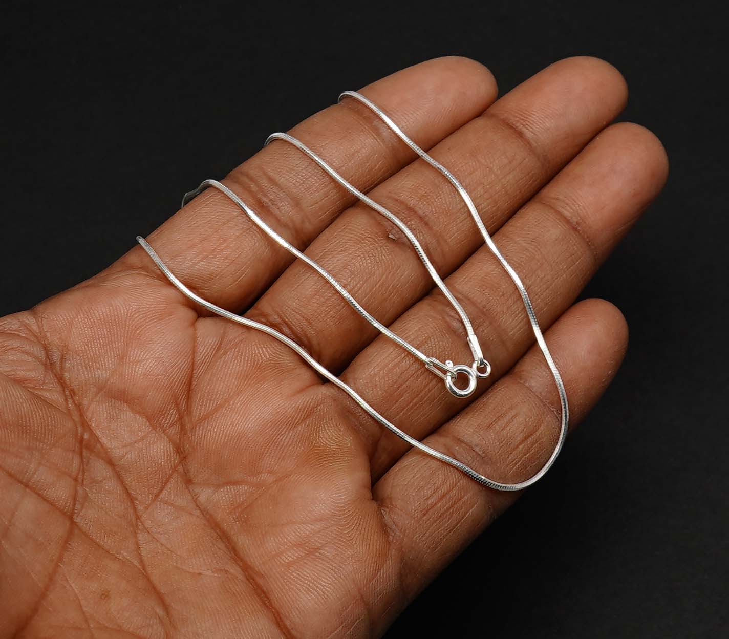 925 Solid Sterling Silver Plain Chain-18 Inch