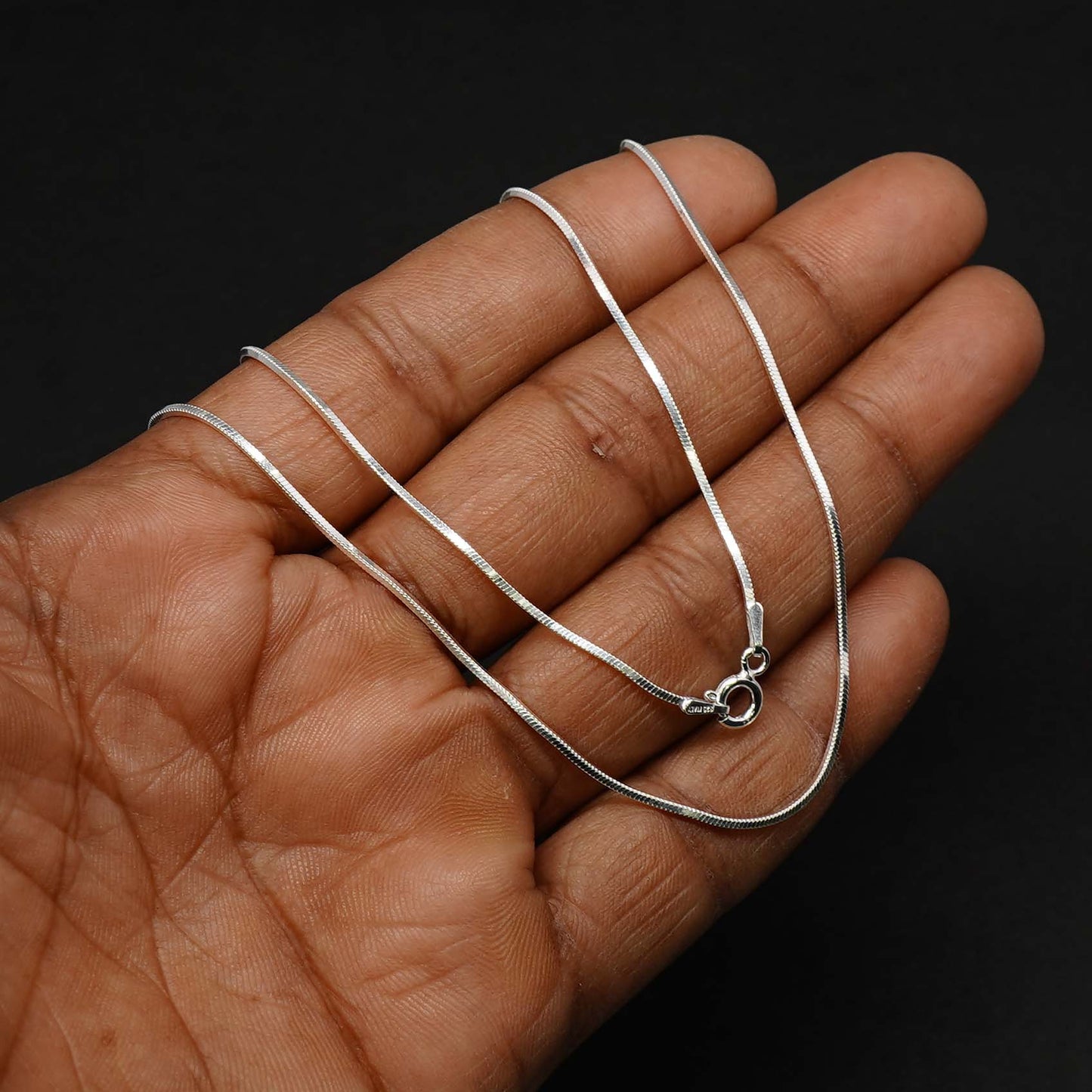 925 Solid Sterling Silver Plain Chain-20 Inch