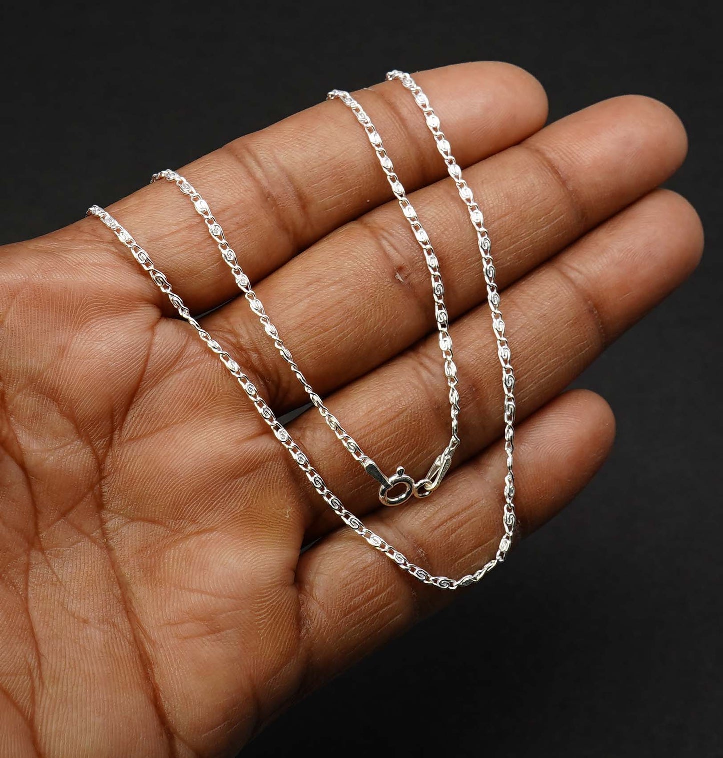 925 Solid Sterling Silver Plain Chain-20 Inch