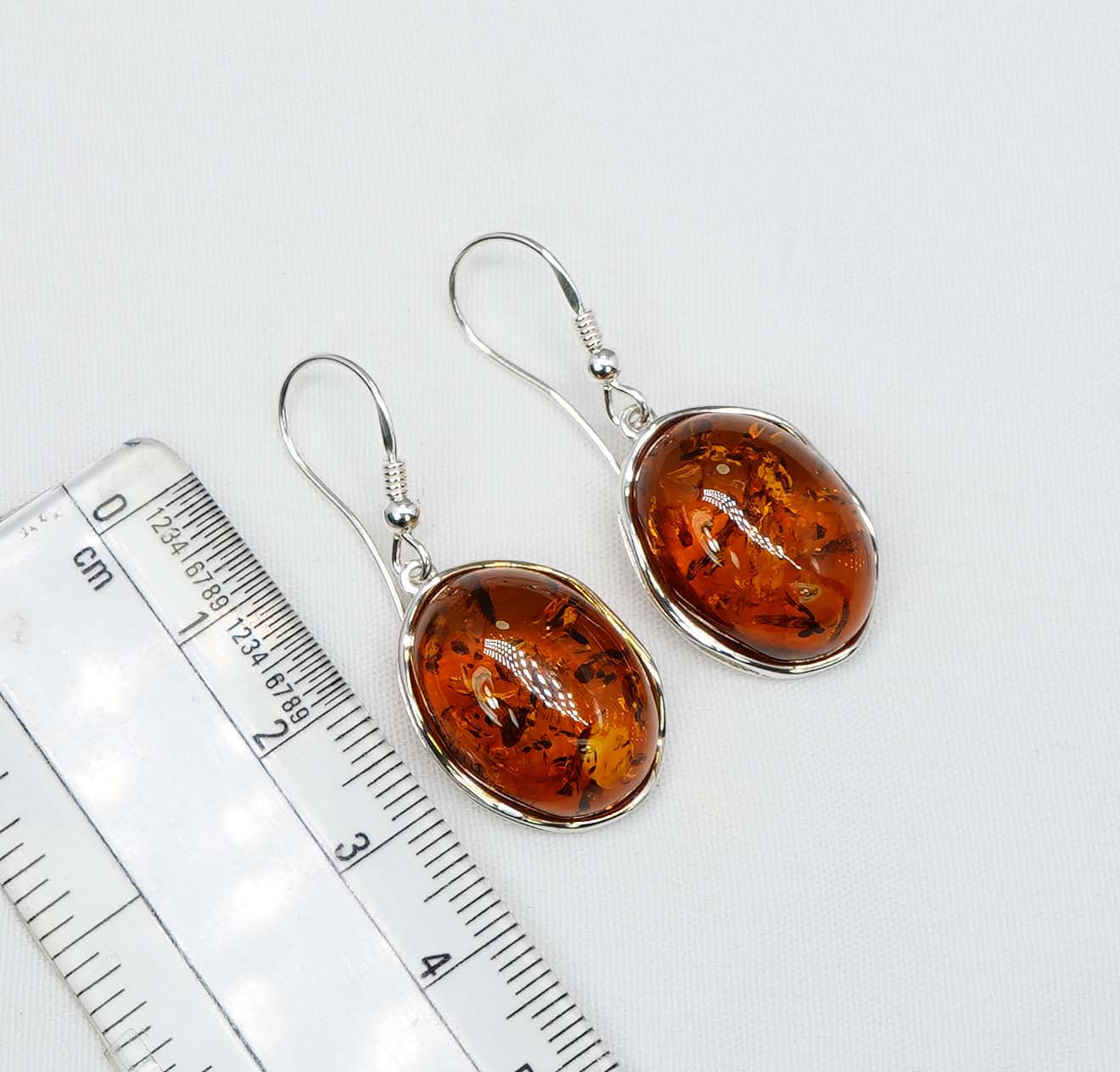 925 Solid Sterling Silver Natural Baltic Amber Hook Earring-1.6 Inches