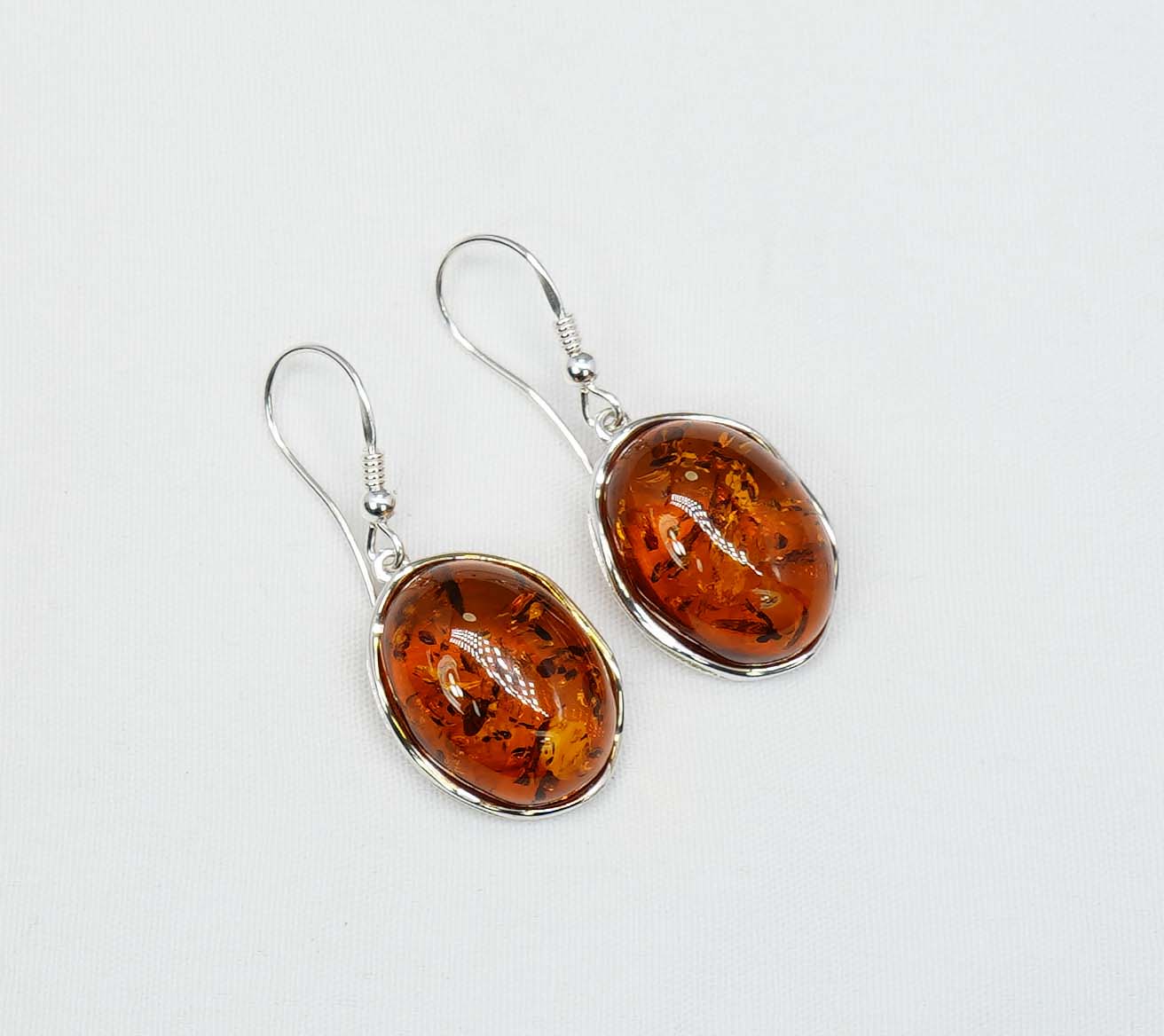 925 Solid Sterling Silver Natural Baltic Amber Hook Earring-1.6 Inches