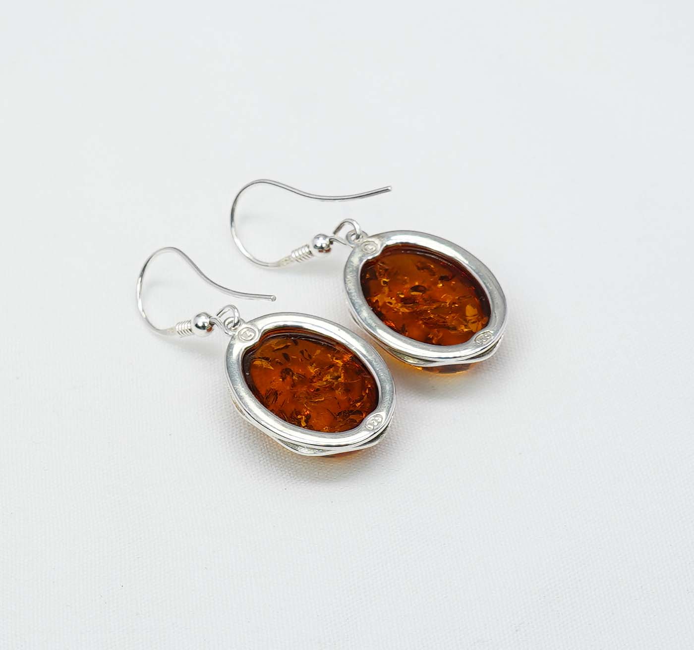 925 Solid Sterling Silver Natural Baltic Amber Hook Earring-1.6 Inches