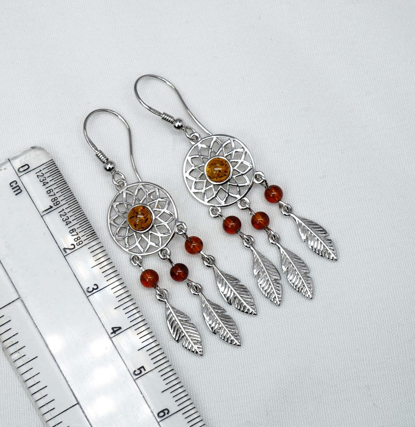 925 Solid Sterling Silver Natural Baltic Amber Hook Earring-2.3 Inches