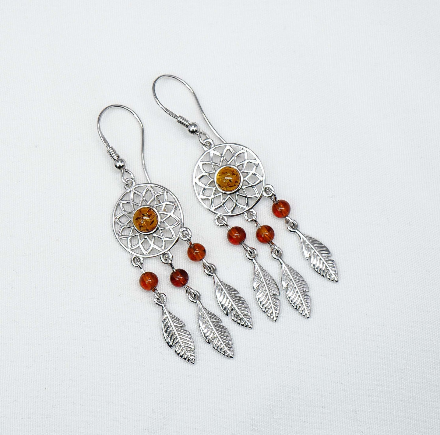 925 Solid Sterling Silver Natural Baltic Amber Hook Earring-2.3 Inches