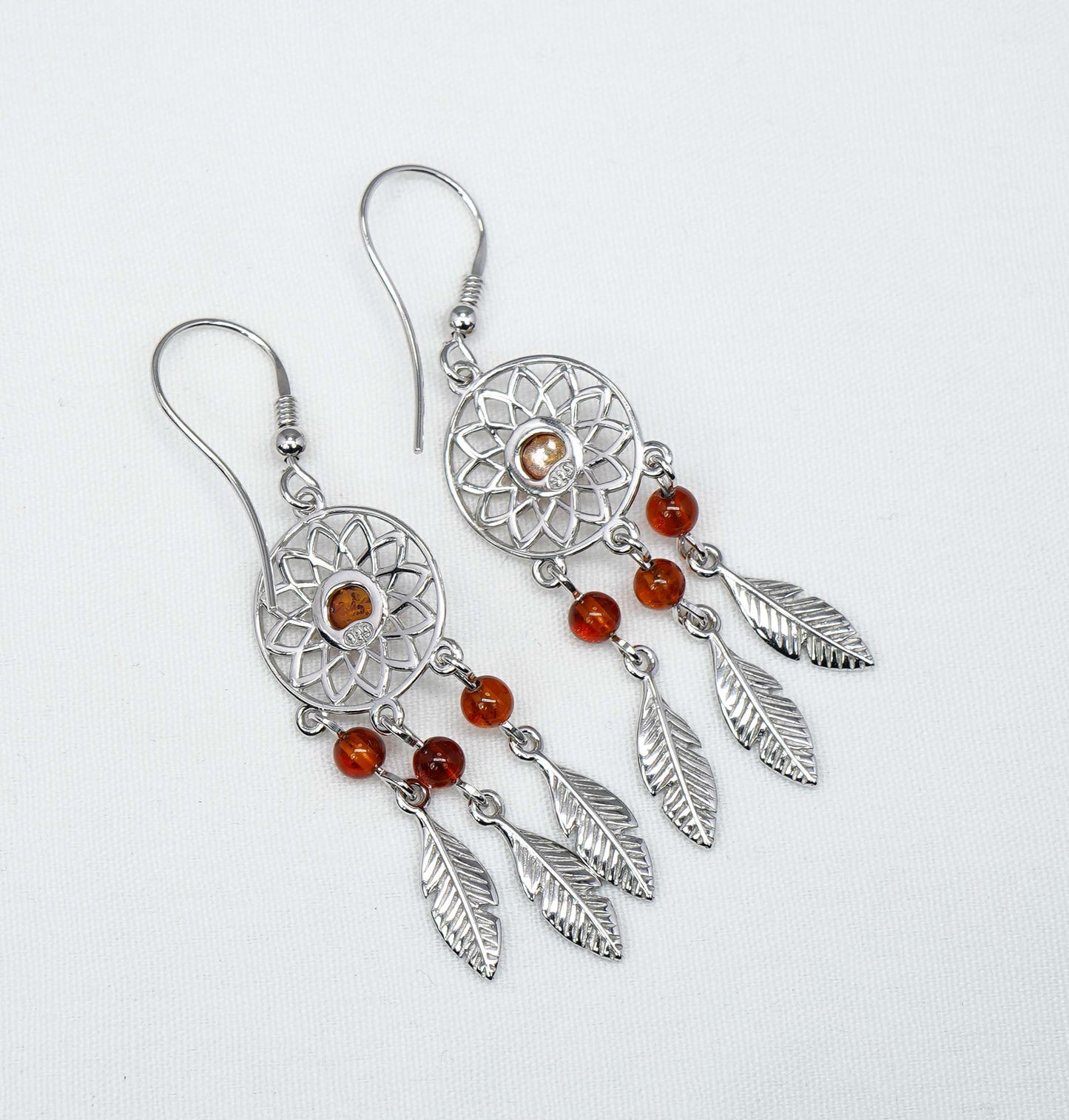 925 Solid Sterling Silver Natural Baltic Amber Hook Earring-2.3 Inches