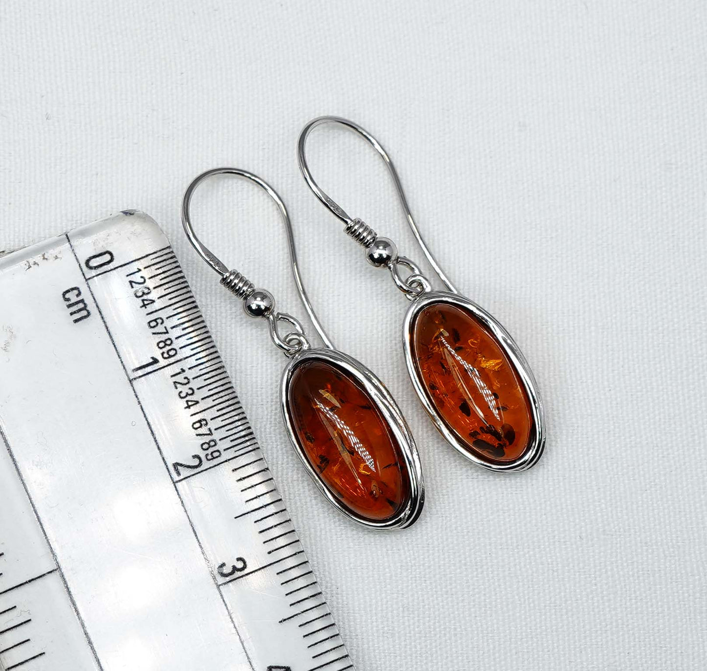 925 Solid Sterling Silver Natural Baltic Amber Hook Earring-1.4 Inches