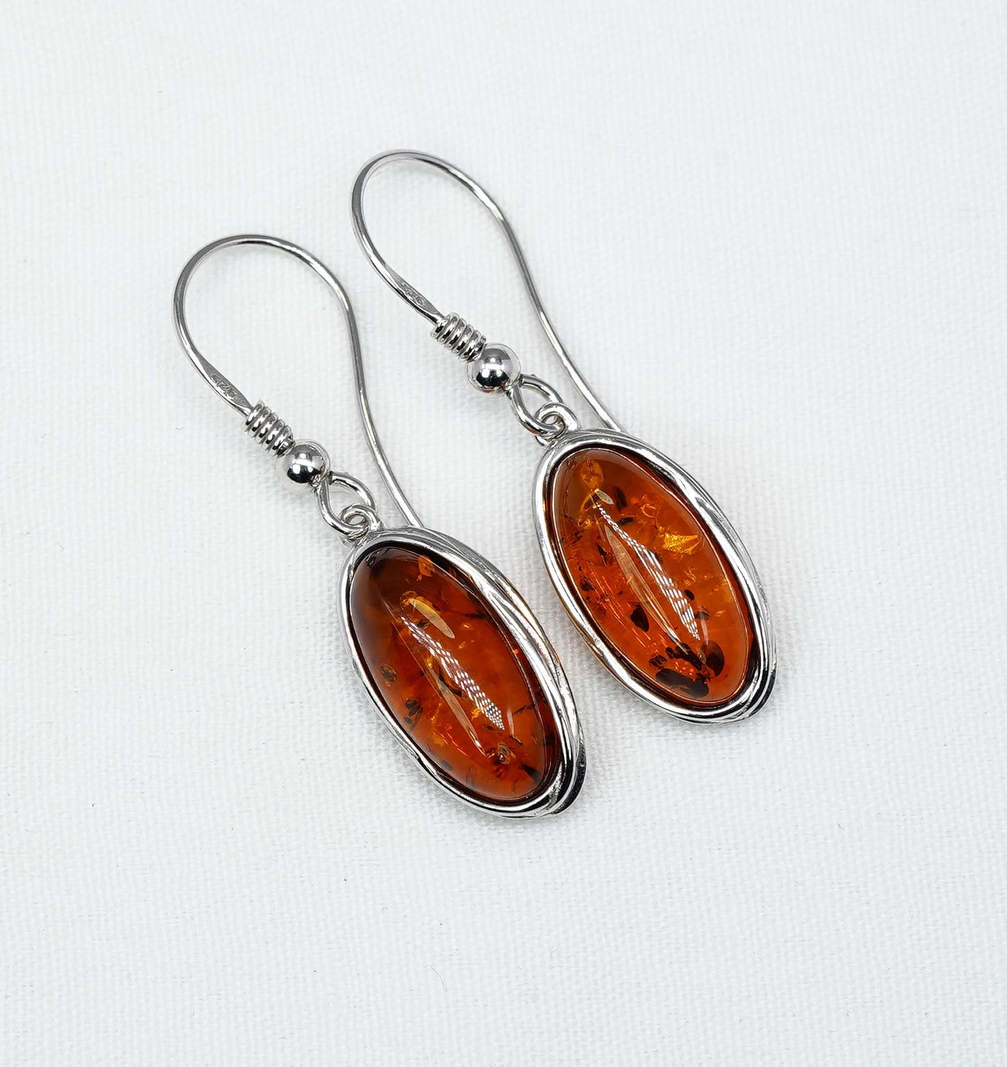 925 Solid Sterling Silver Natural Baltic Amber Hook Earring-1.4 Inches