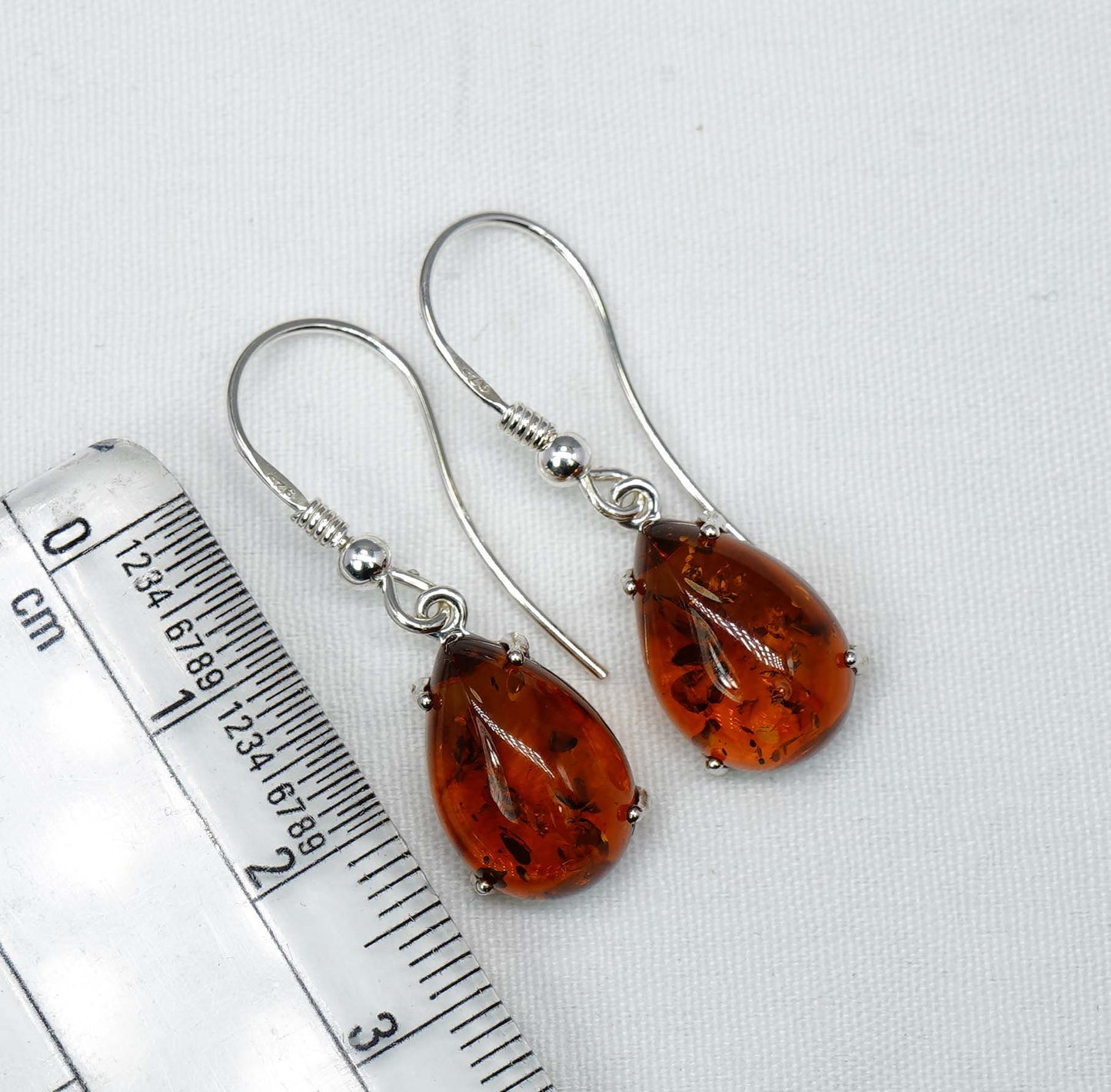 925 Solid Sterling Silver Natural Baltic Amber Hook Earring-1.4 Inches