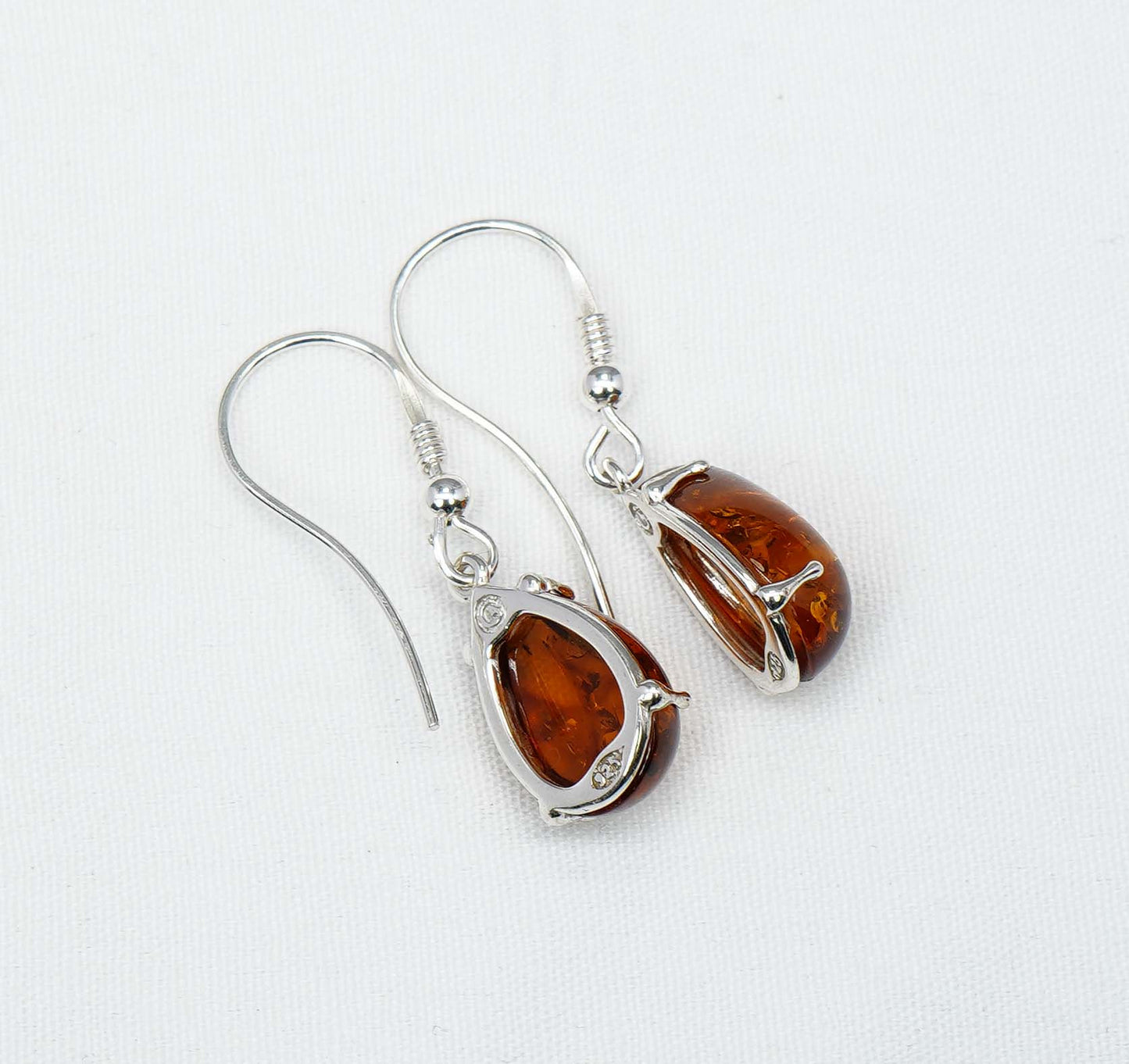 925 Solid Sterling Silver Natural Baltic Amber Hook Earring-1.4 Inches