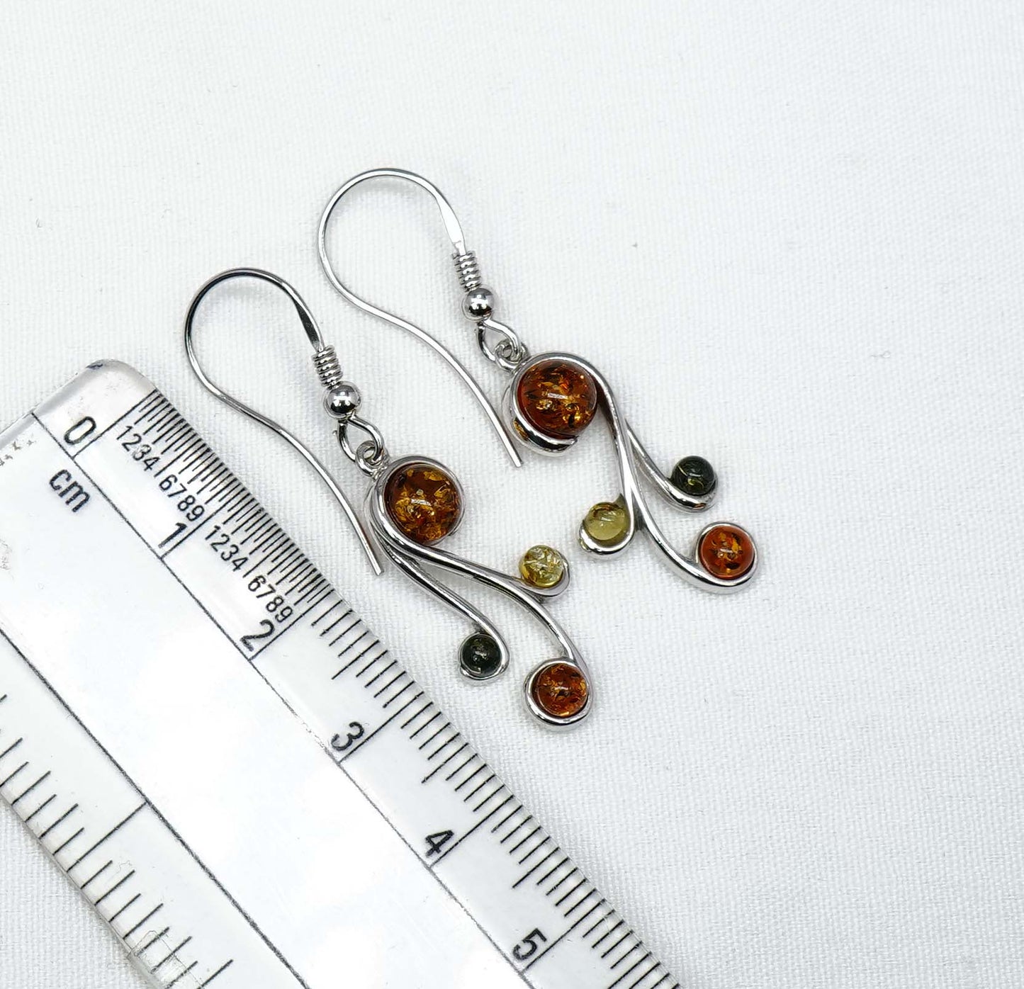 925 Solid Sterling Silver Natural Multi Baltic Amber Hook Earring-1.7 Inches