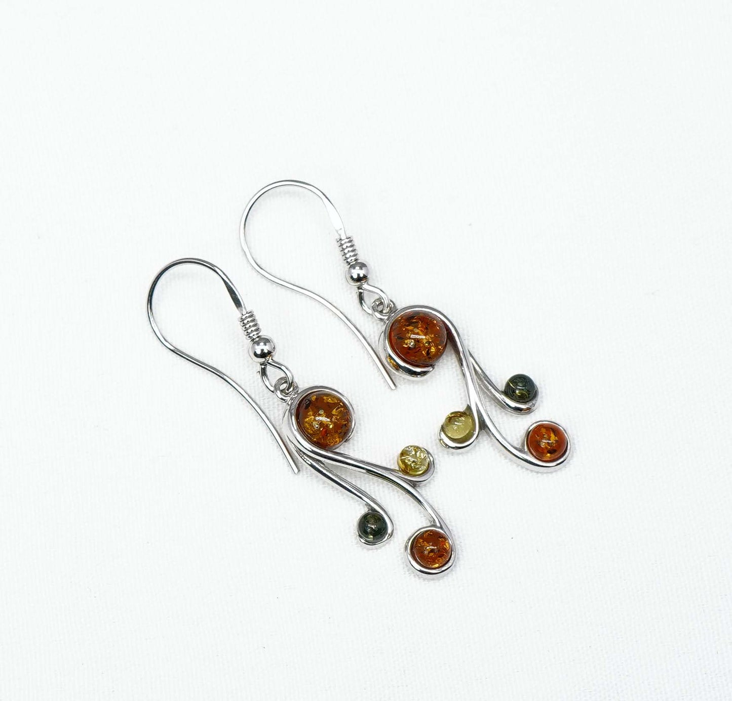 925 Solid Sterling Silver Natural Multi Baltic Amber Hook Earring-1.7 Inches