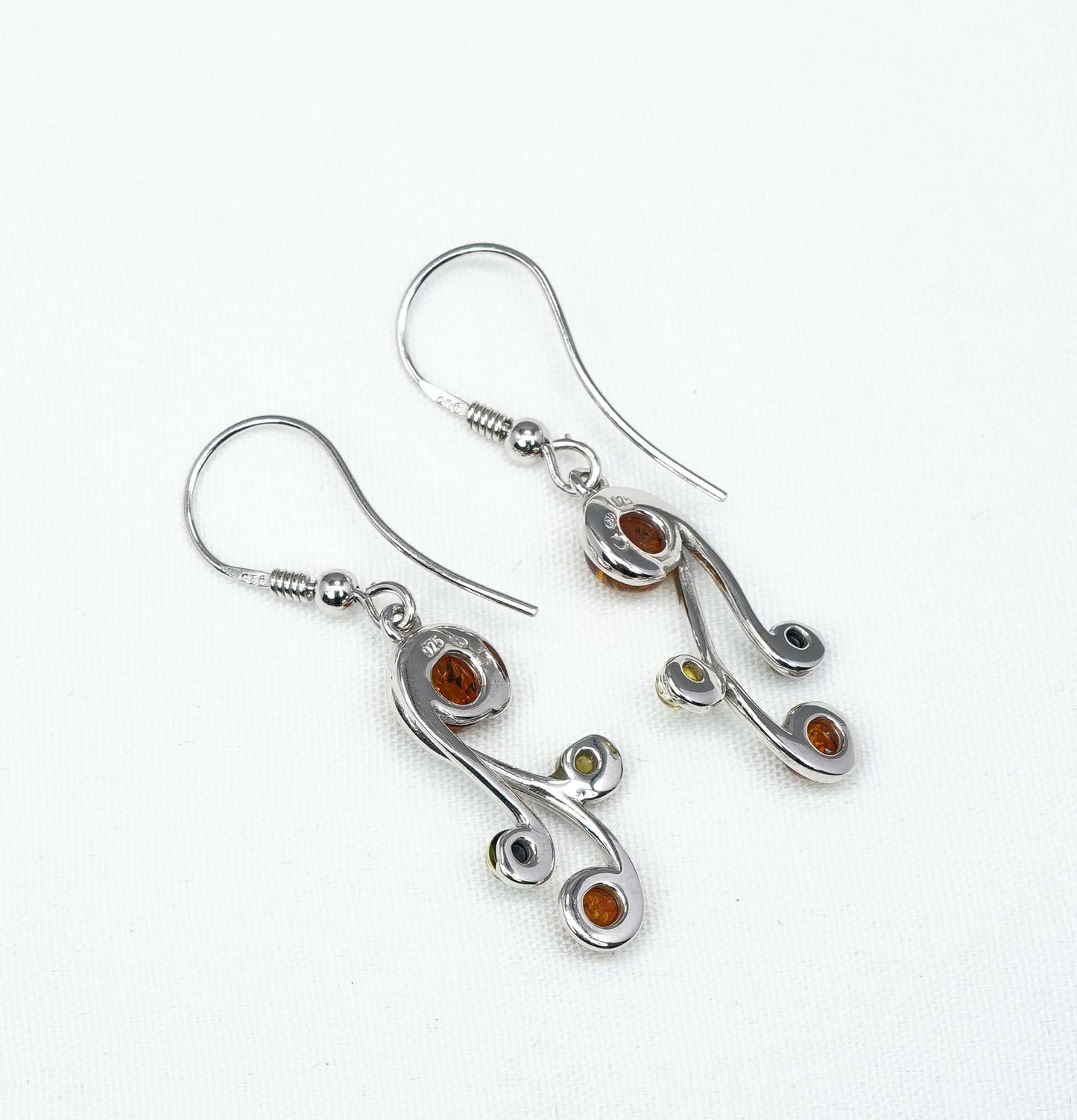 925 Solid Sterling Silver Natural Multi Baltic Amber Hook Earring-1.7 Inches