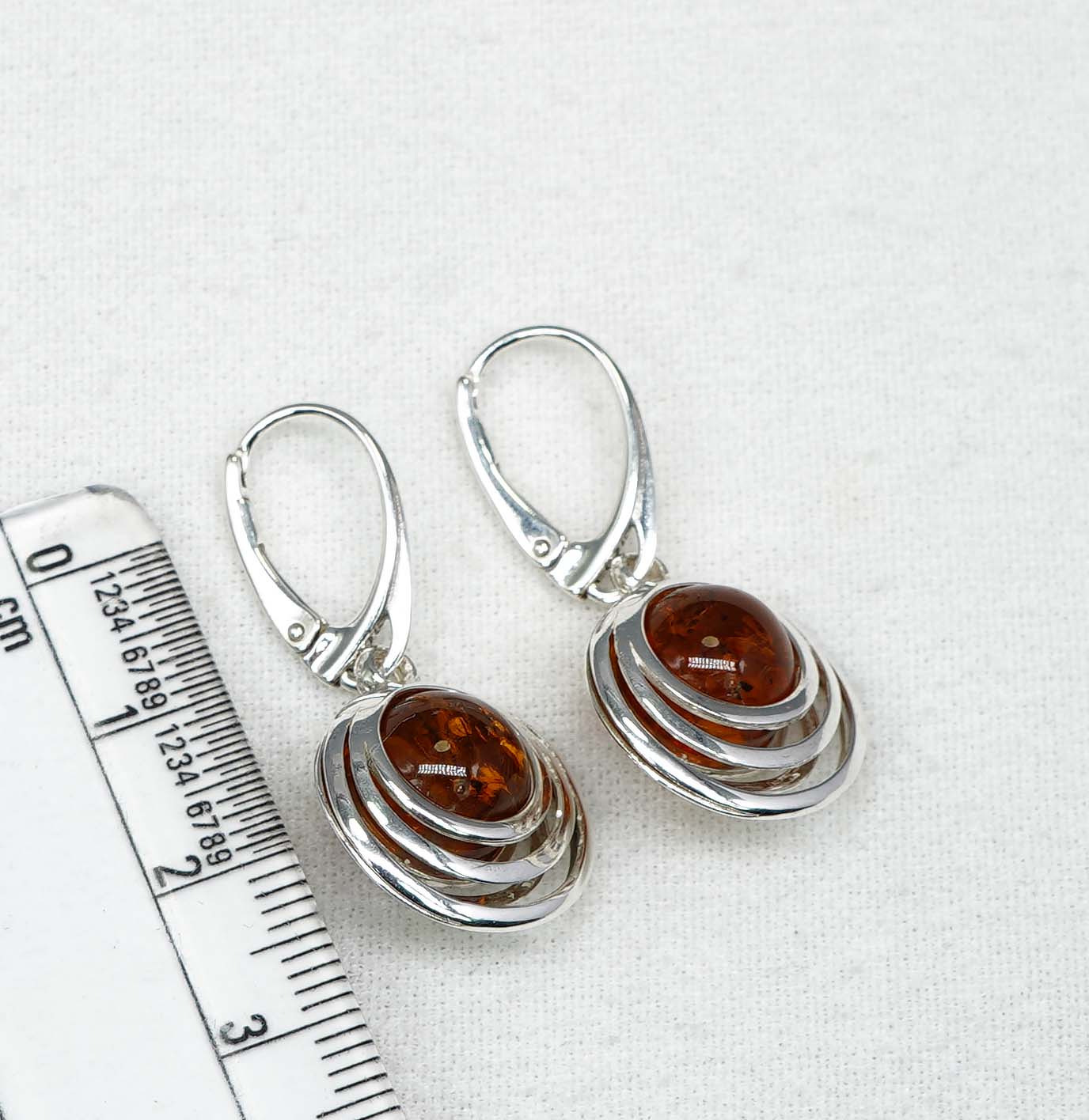 925 Solid Sterling Silver Natural Baltic Amber Hook Earring-1.4 Inches