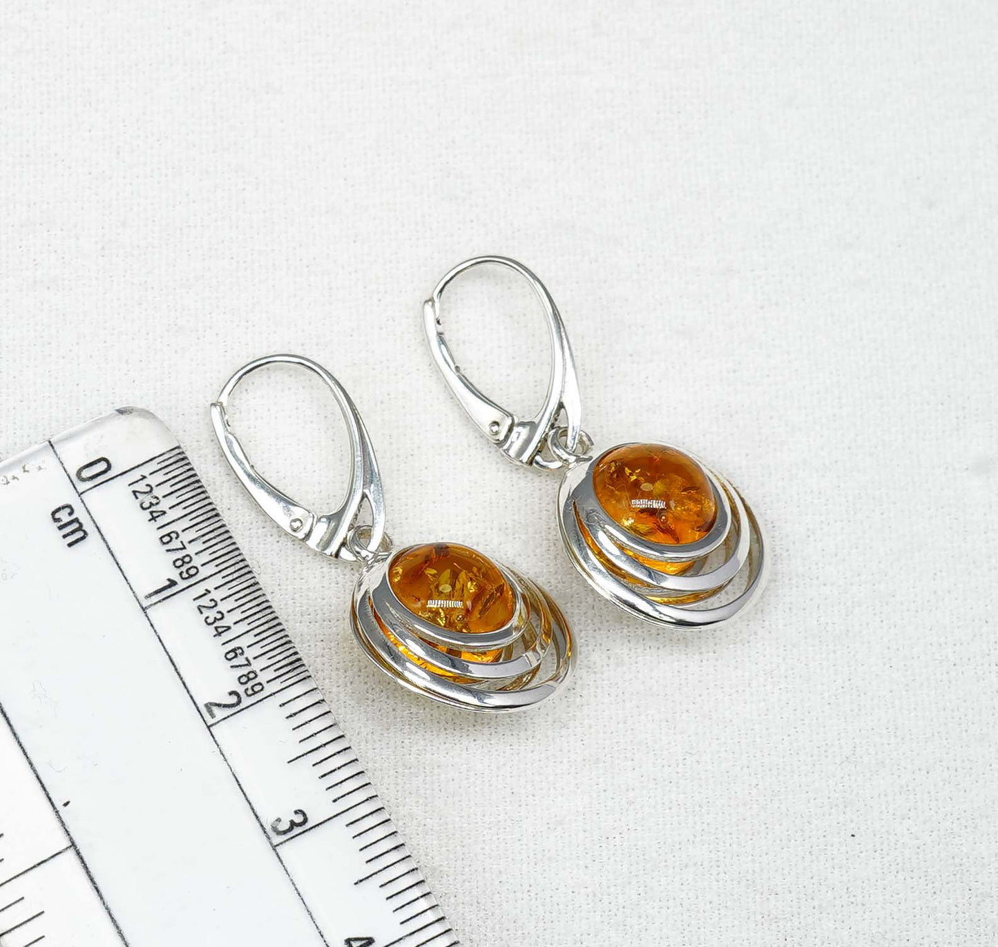 925 Solid Sterling Silver Natural Baltic Amber Hook Earring-1.4 Inches