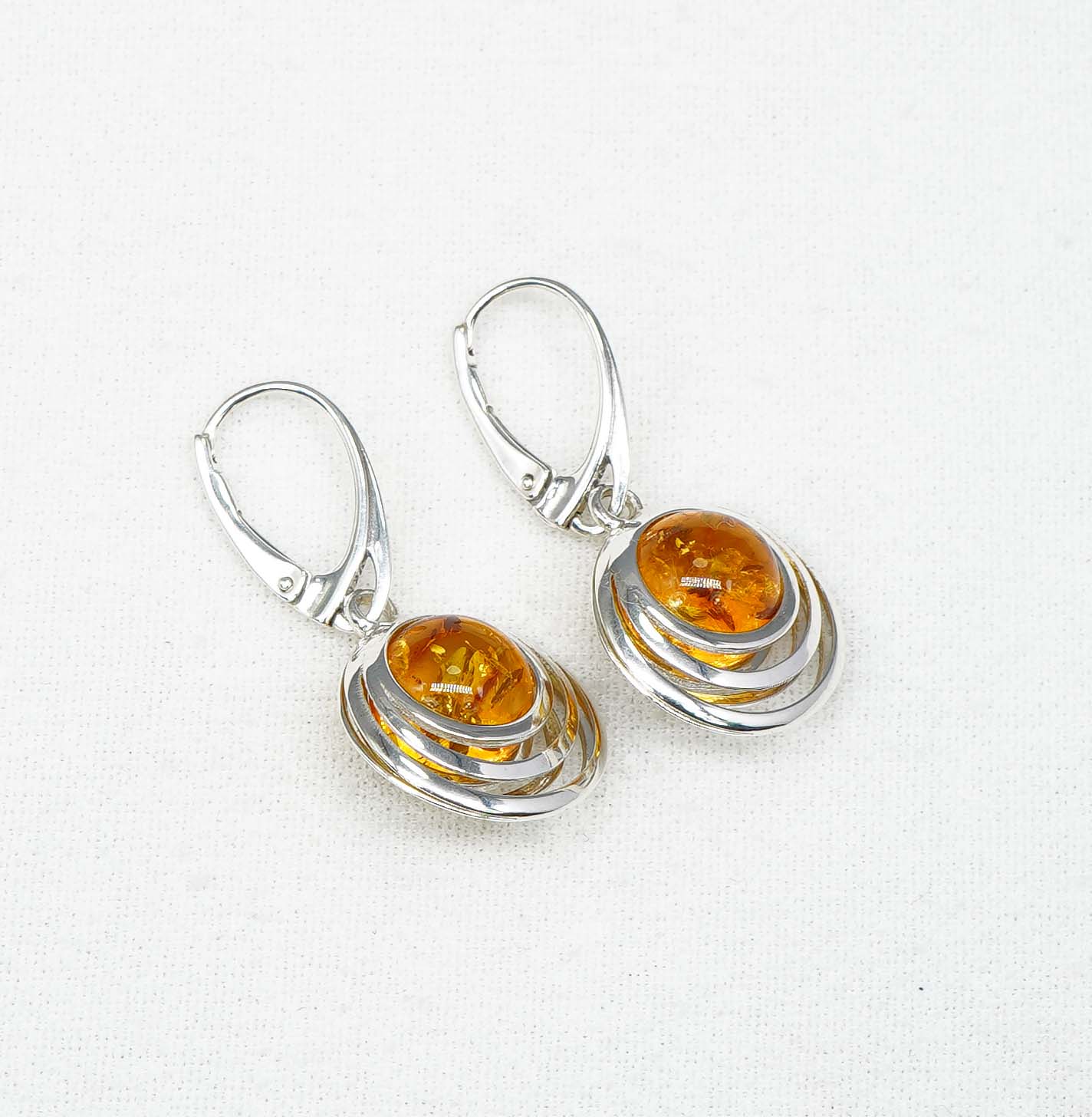 925 Solid Sterling Silver Natural Baltic Amber Hook Earring-1.4 Inches