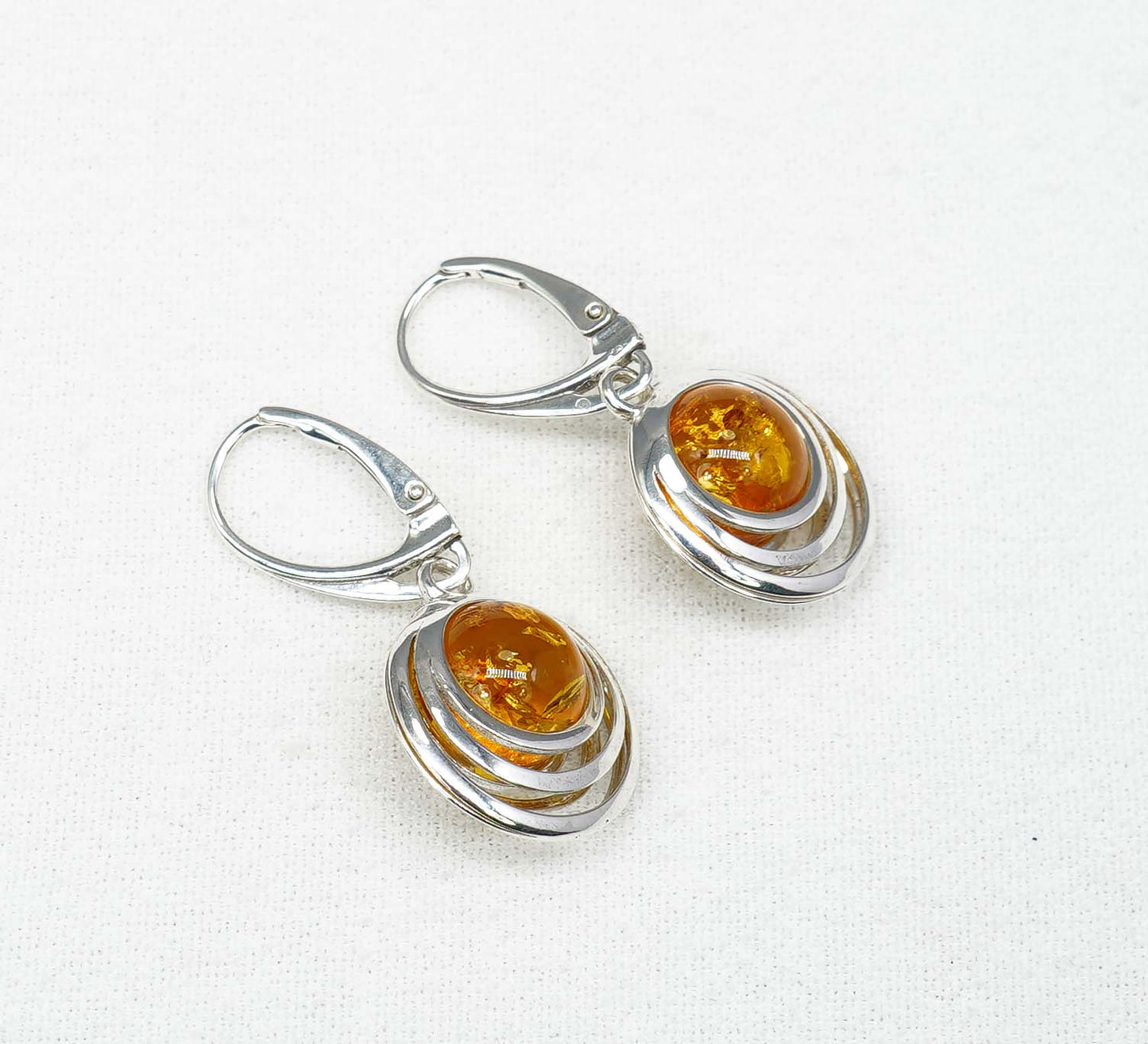 925 Solid Sterling Silver Natural Baltic Amber Hook Earring-1.4 Inches