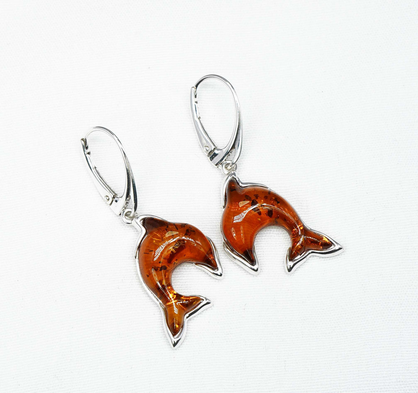 925 Solid Sterling Silver Natural Baltic Amber Hook Earring-1.5 Inches