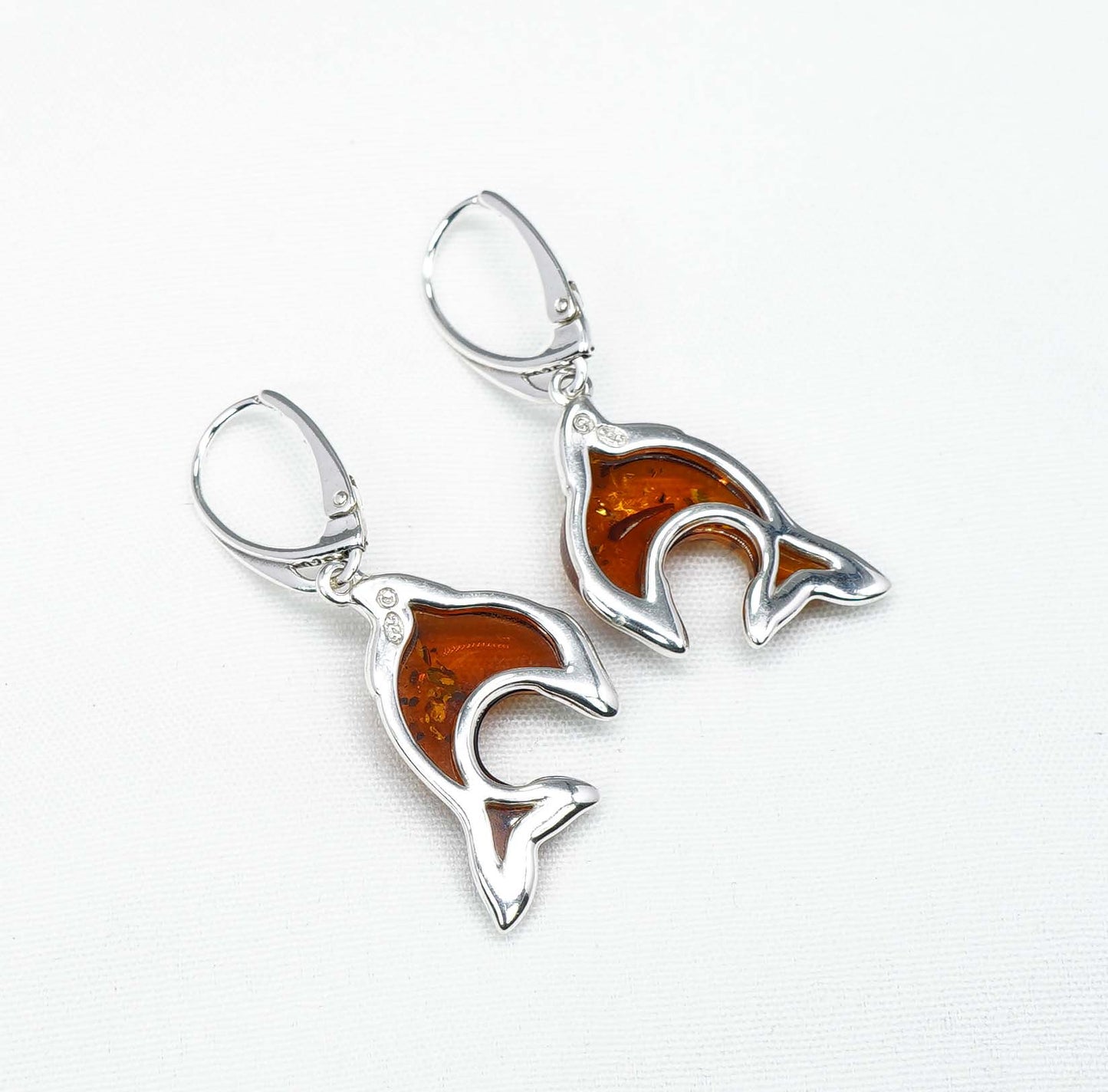 925 Solid Sterling Silver Natural Baltic Amber Hook Earring-1.5 Inches