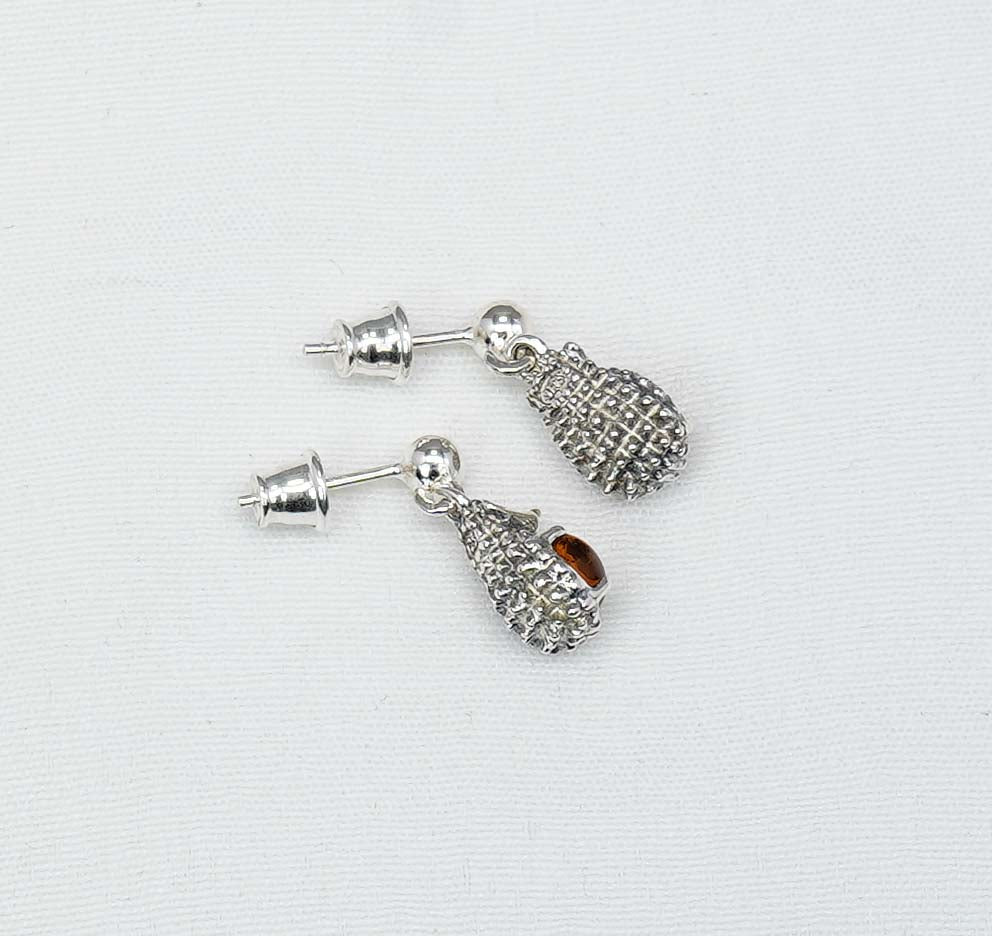 925 Solid Sterling Silver Natural Baltic Amber Stud Earring-0.6 Inches