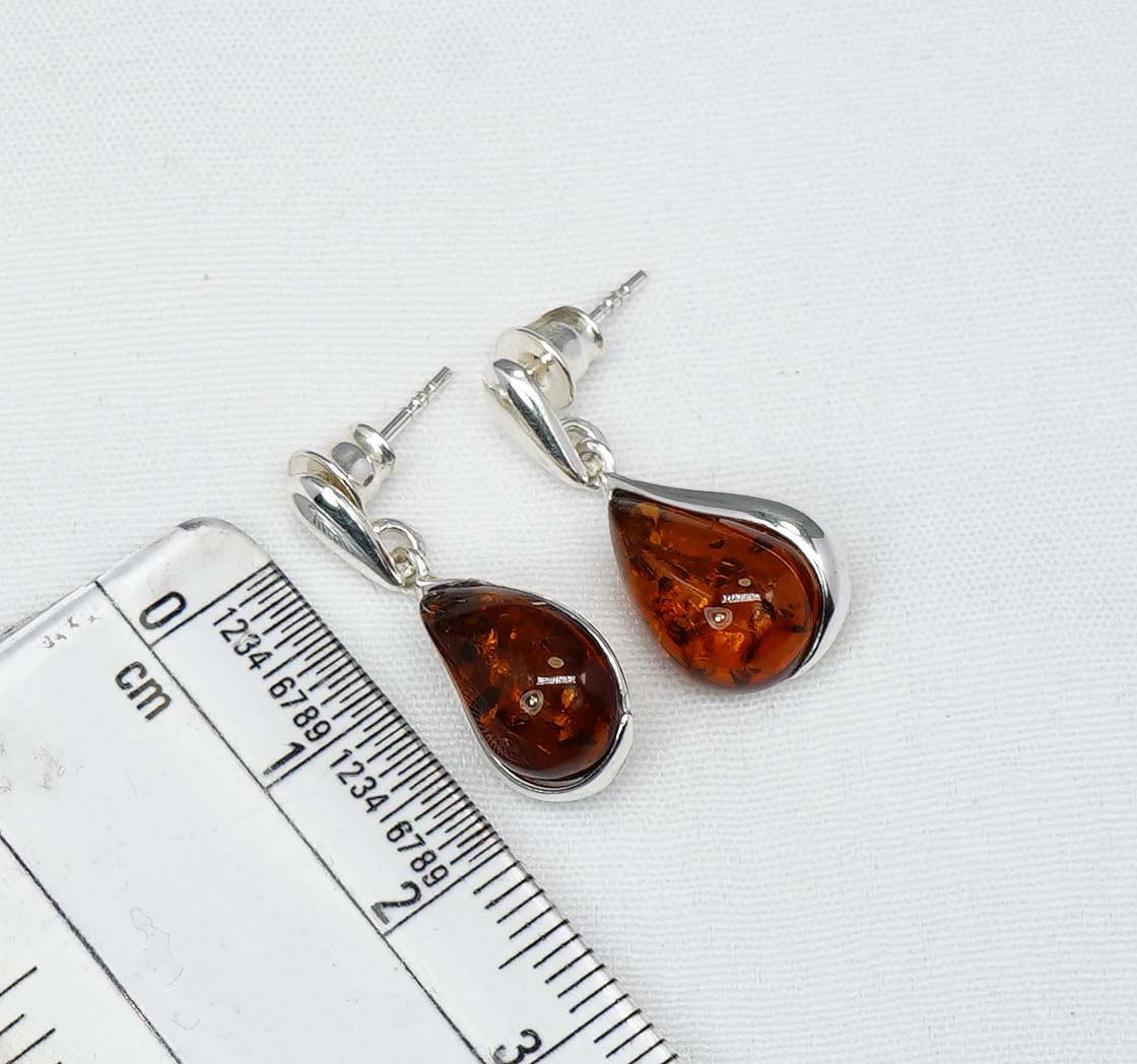 925 Solid Sterling Silver Natural Baltic Amber Stud Earring-0.6 Inches
