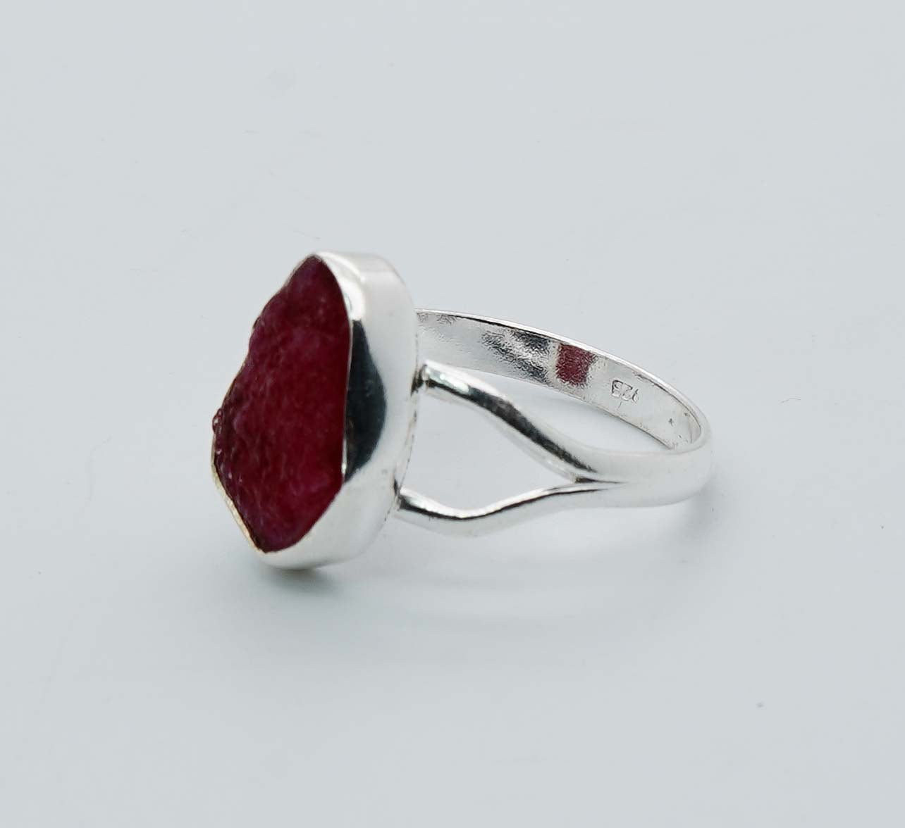 925 Solid Sterling  Silver Rough Gemstone Ring