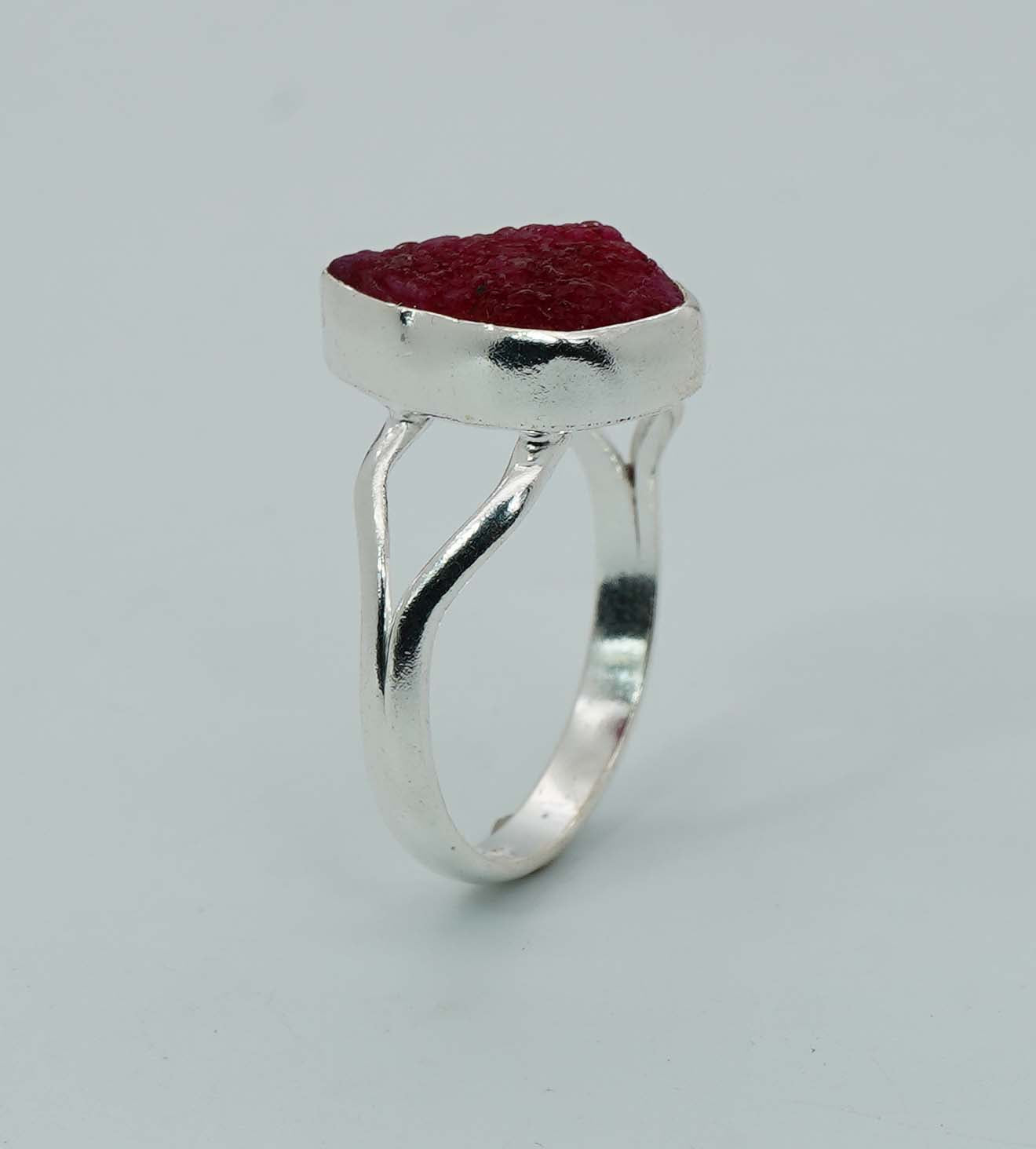 925 Solid Sterling  Silver Rough Gemstone Ring