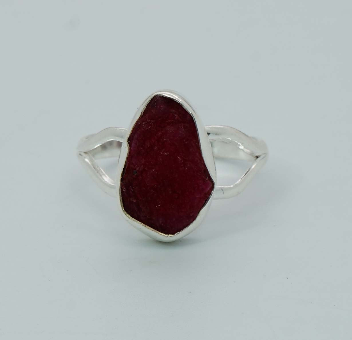 925 Solid Sterling  Silver Rough Gemstone Ring