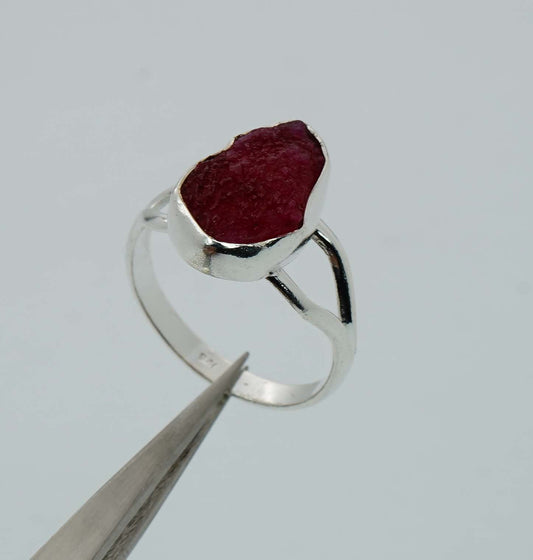 925 Solid Sterling  Silver Rough Gemstone Ring